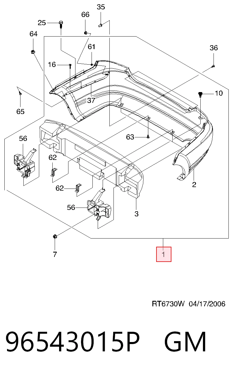 96543014 Opel Defensa trasero