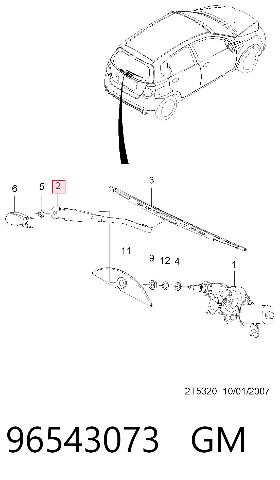 95212731 Peugeot/Citroen Brazo del limpiaparabrisas, luna trasera