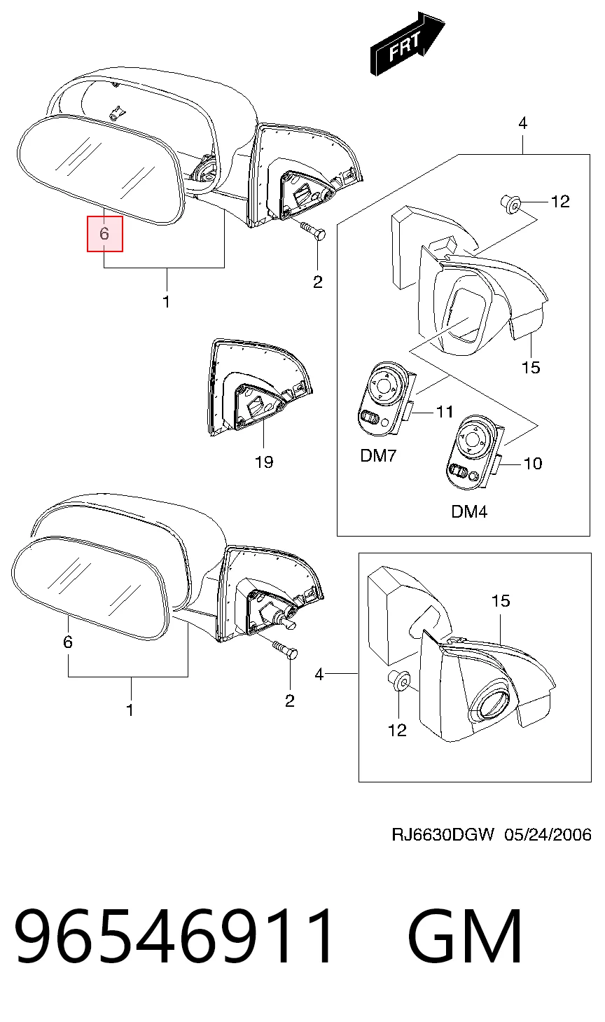 Cristal de espejo retrovisor exterior izquierdo 96546911 GM