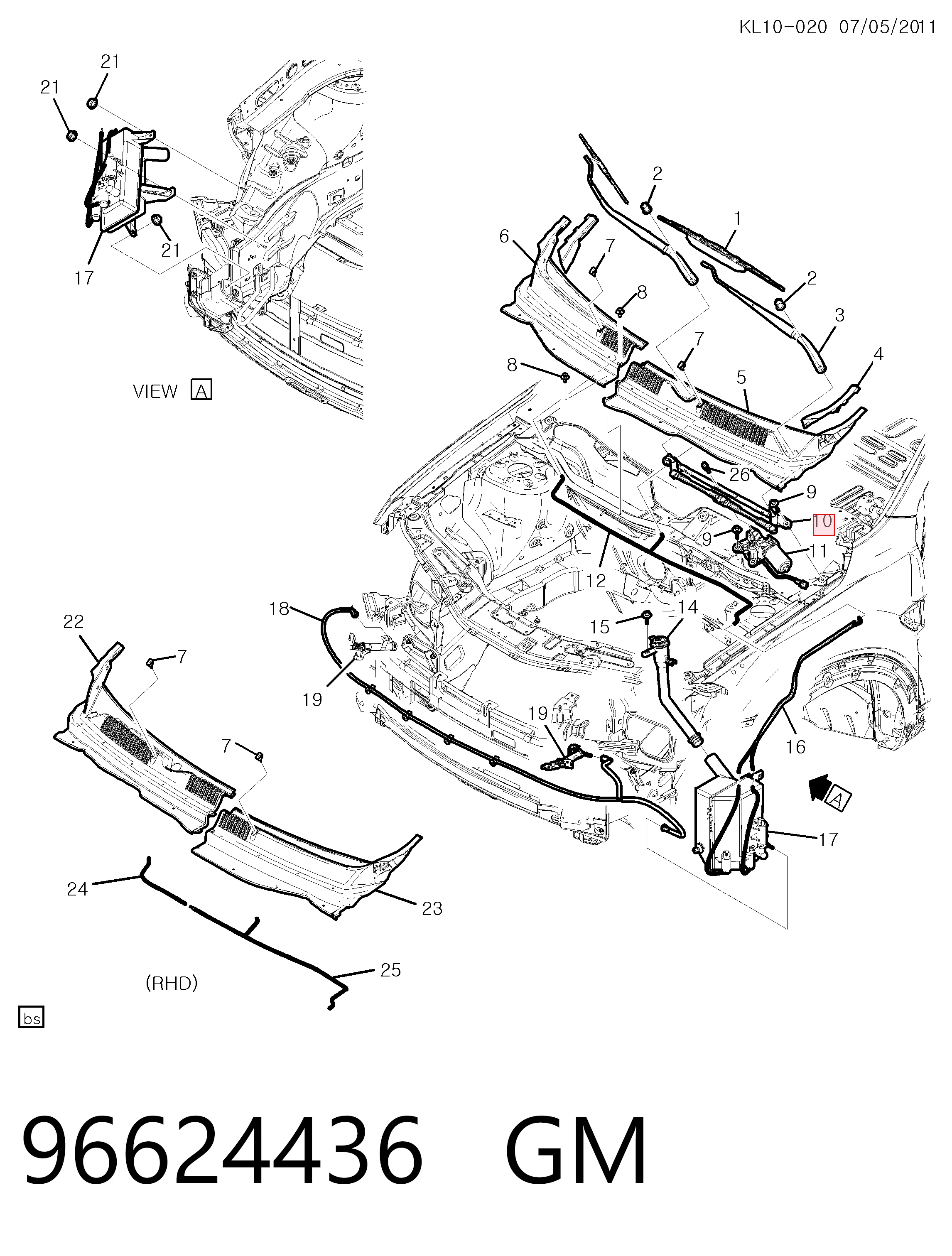 Varillaje de limpiaparabrisas para Chevrolet Captiva I C100
