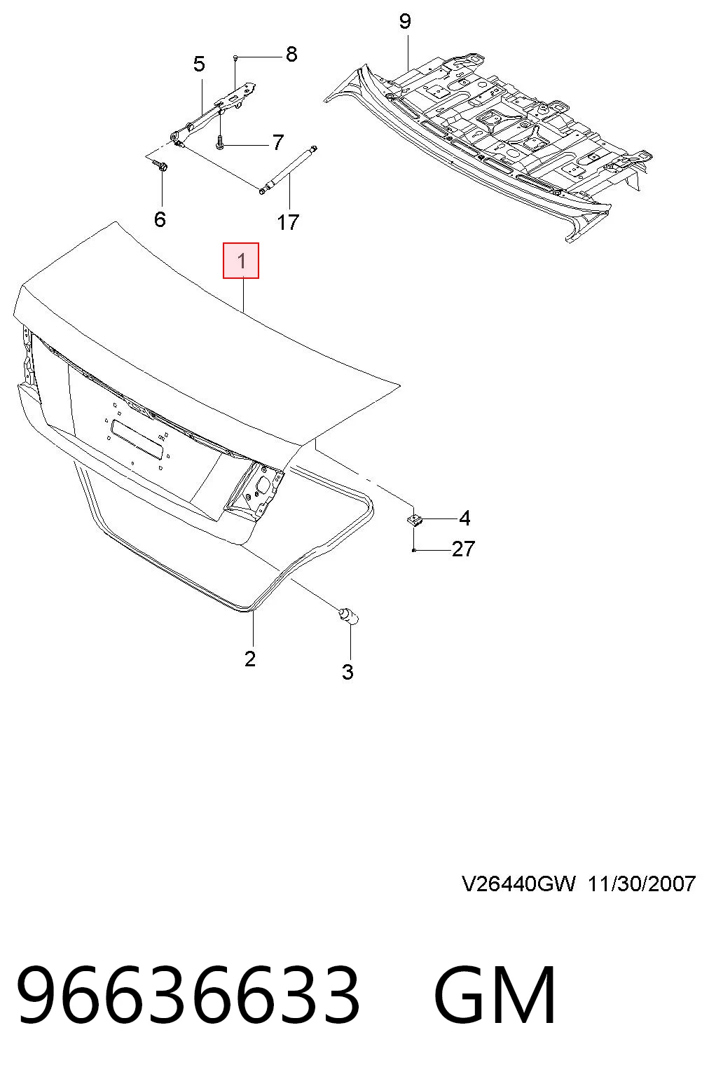 Tapa de maletero para Chevrolet Epica II V250