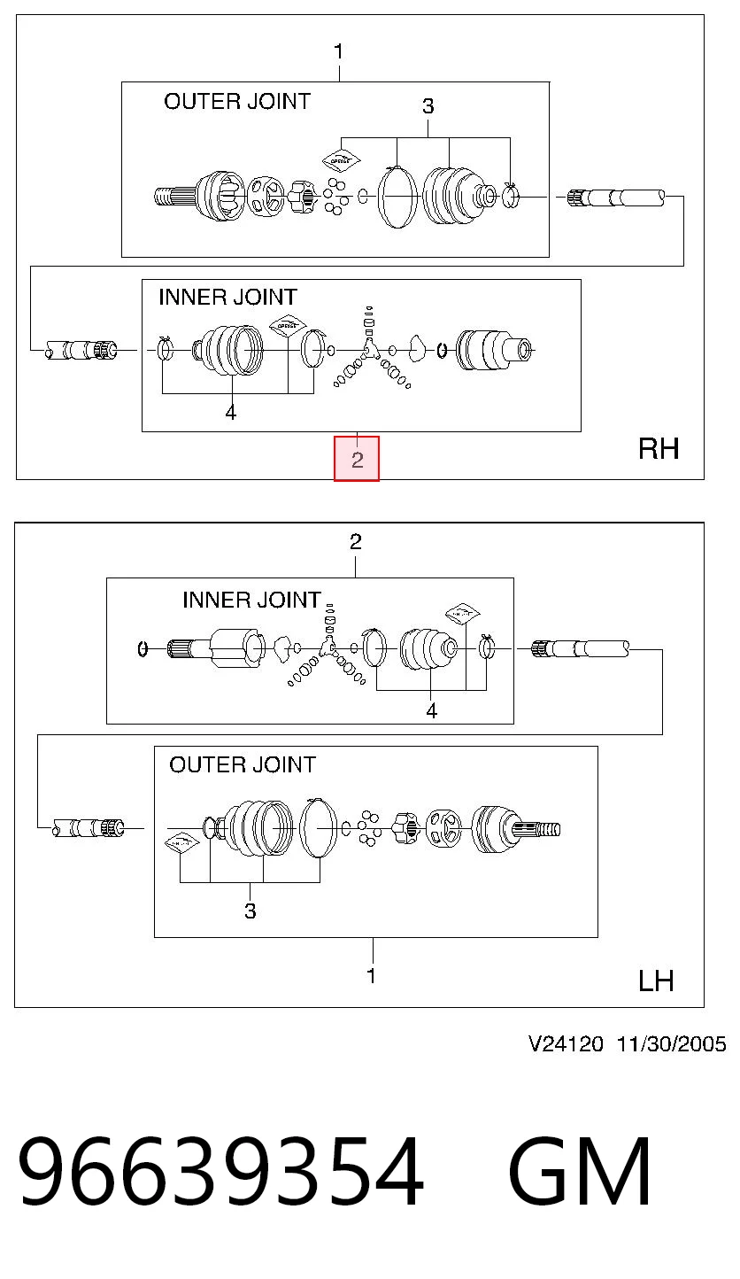 Junta homocinética interna delantera izquierda 96639354 GM
