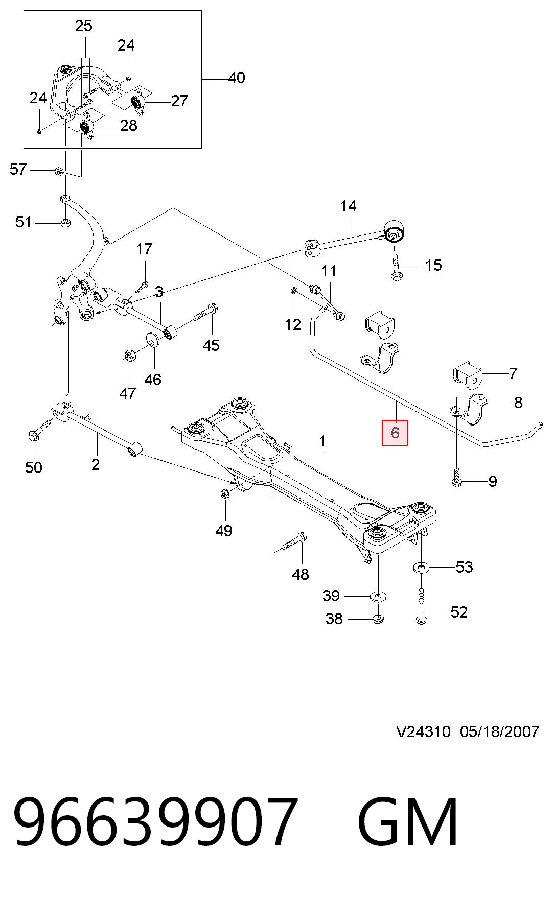 Estabilizador trasero para Chevrolet Epica V250