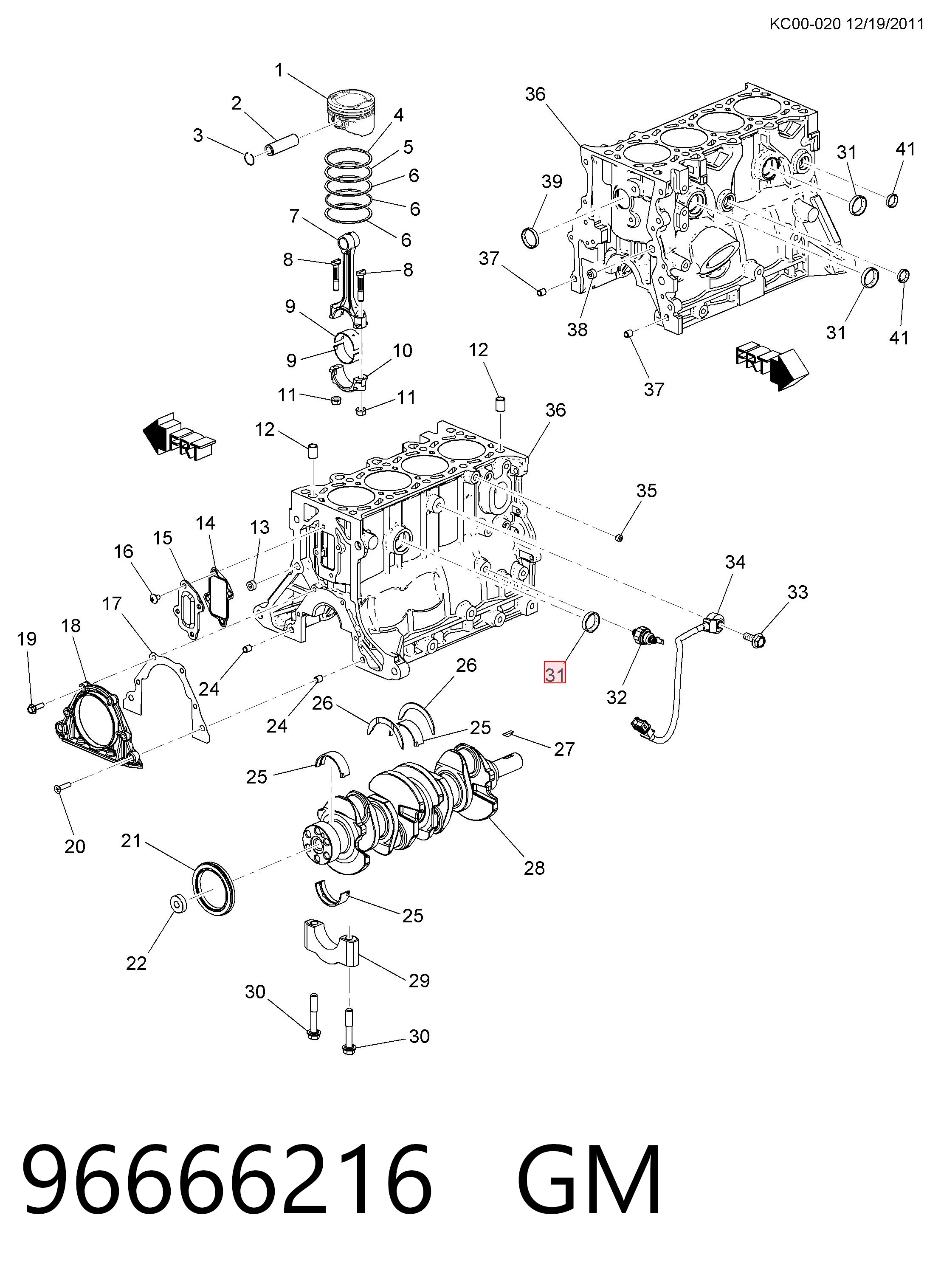 Comprar Tapón de bloque de cilindros Chevrolet Spark (Matiz) M200, M250 a bajo precio