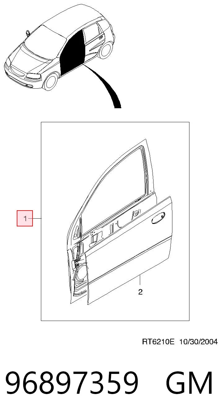 Puerta delantera para Chevrolet Aveo I T200