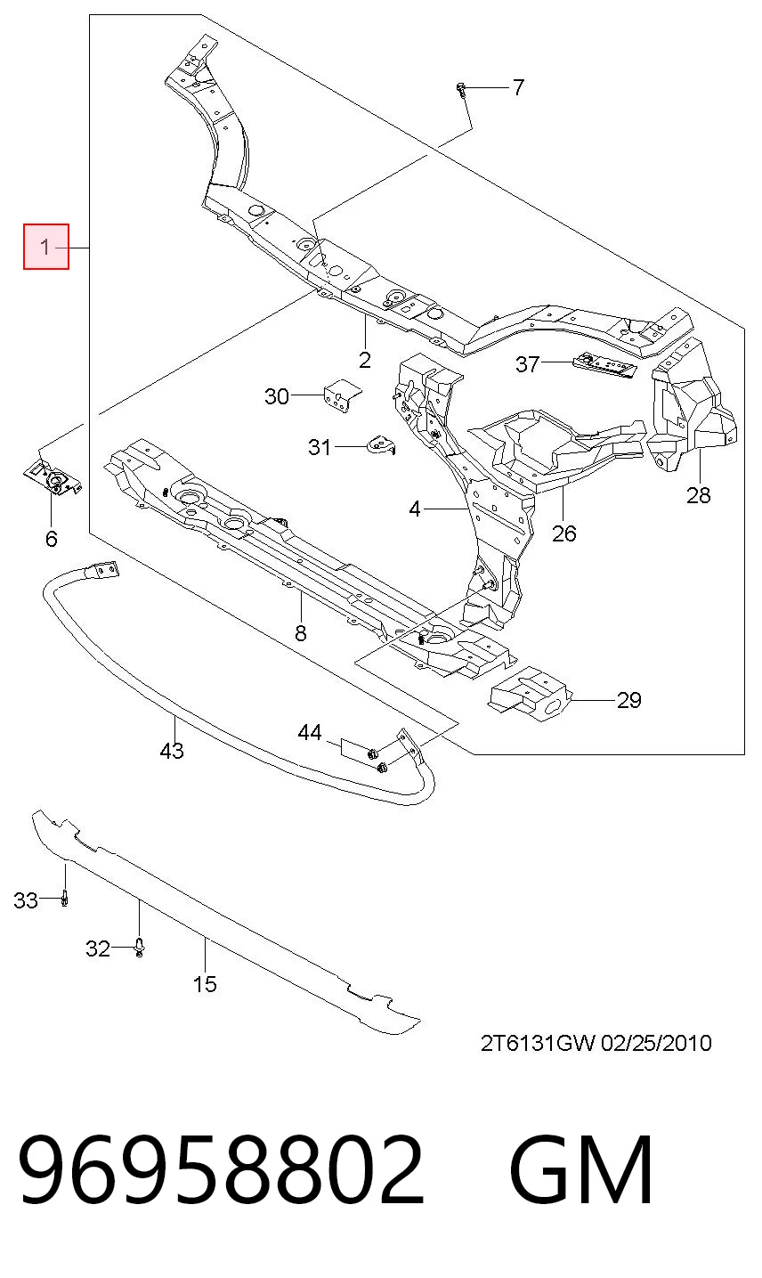 Soporte de radiador completo (panel de montaje para foco) para Chevrolet Aveo II T250, T255