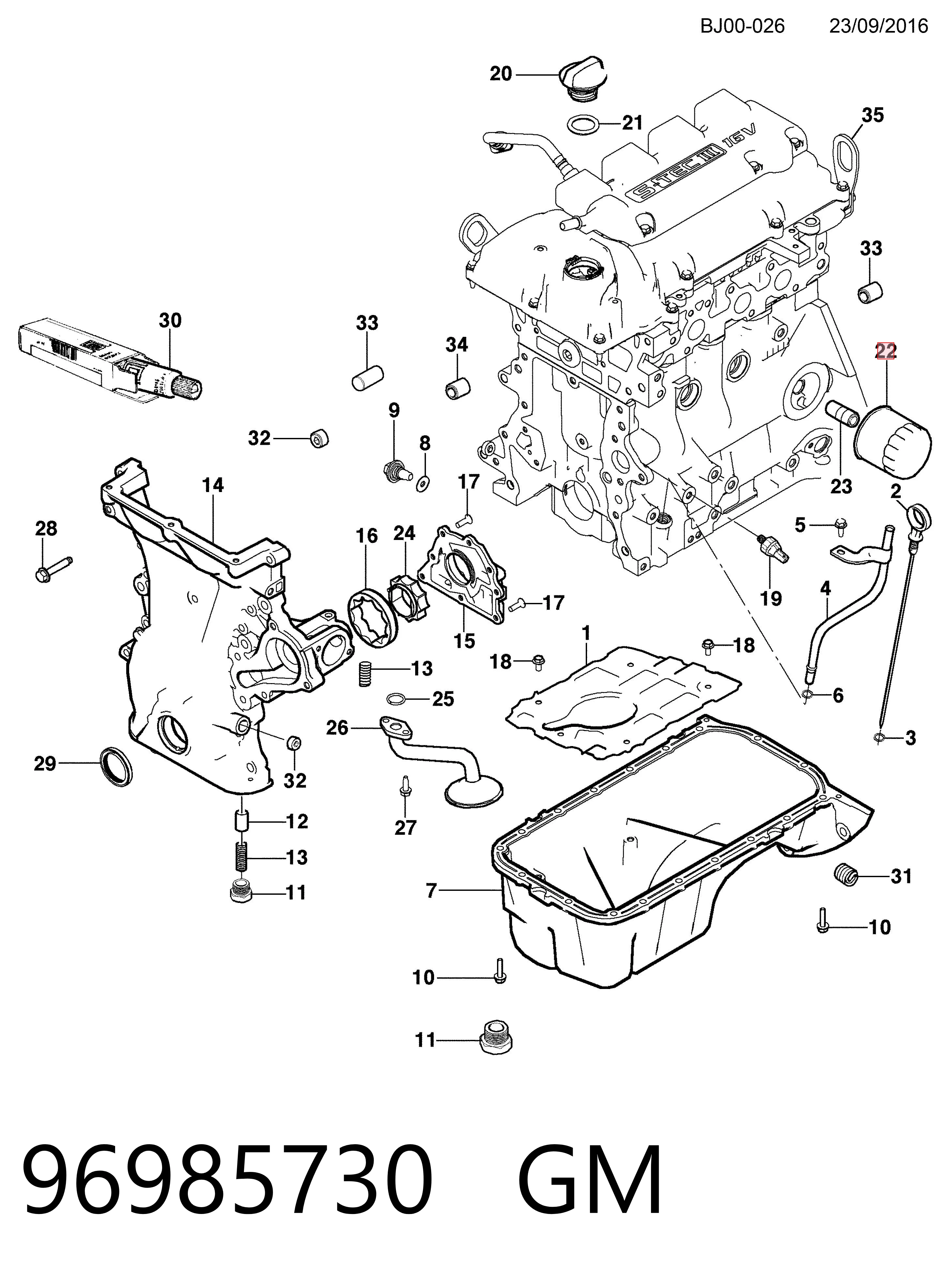 96985730 General Motors Filtro aceite
