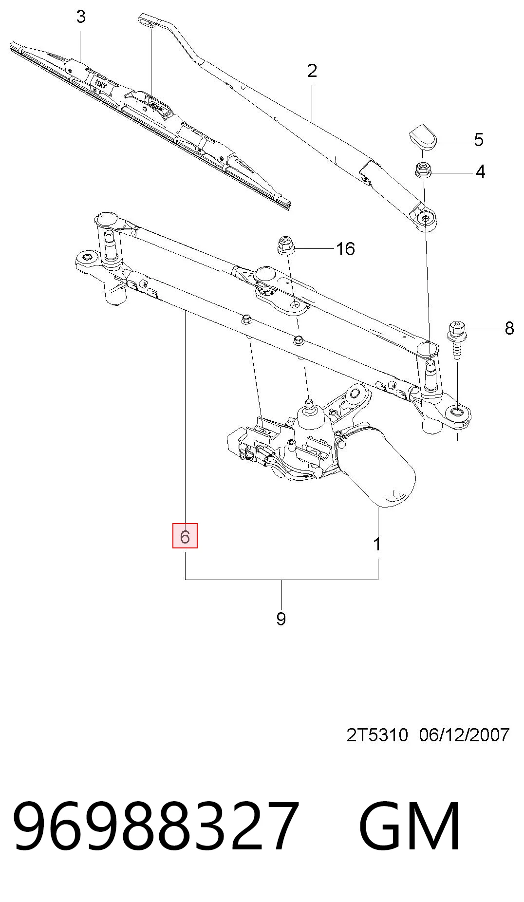 Comprar Trapezio del limpiaparabrisas Chevrolet Aveo  T250, T255 a bajo precio