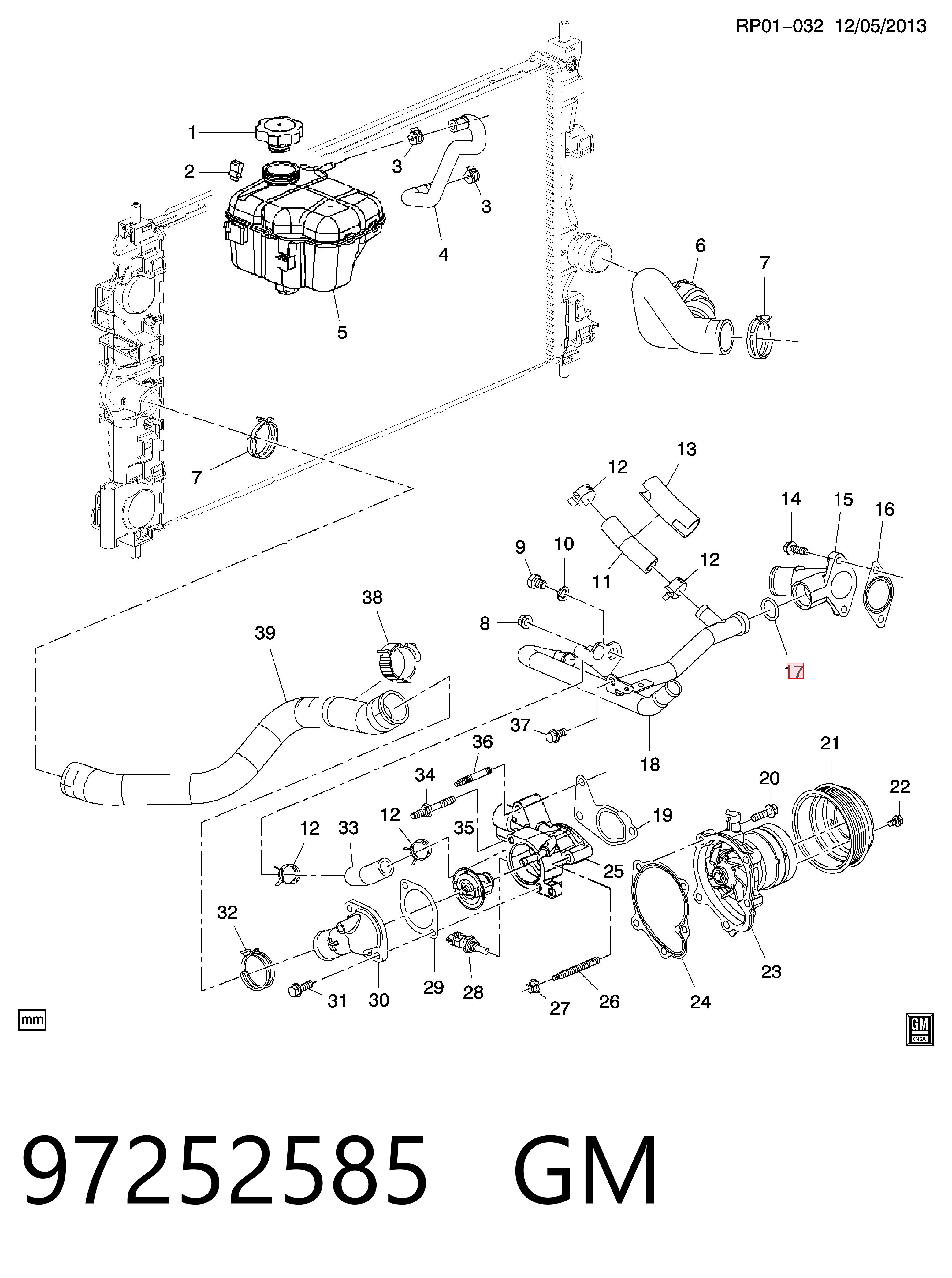 97252585 Peugeot/Citroen Junta de brida del sistema de refrigeración