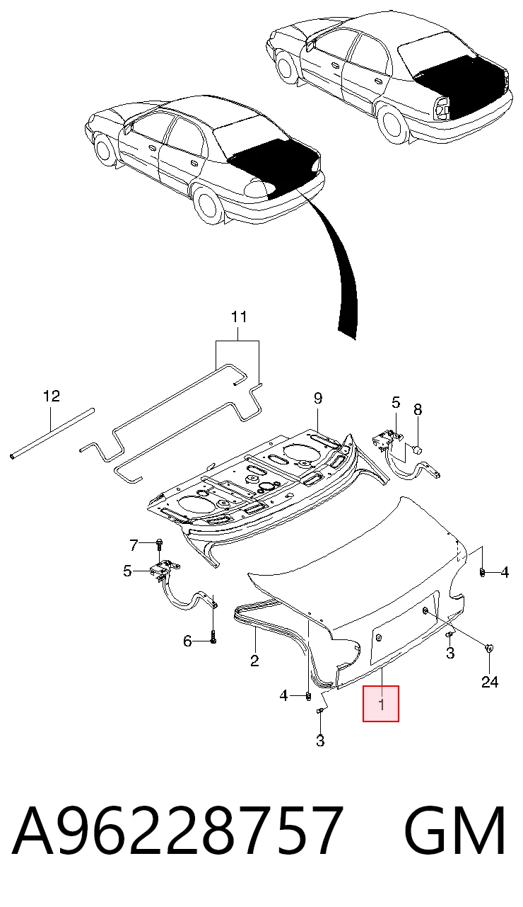 Tapa de maletero para Daewoo Lanos  KLAT