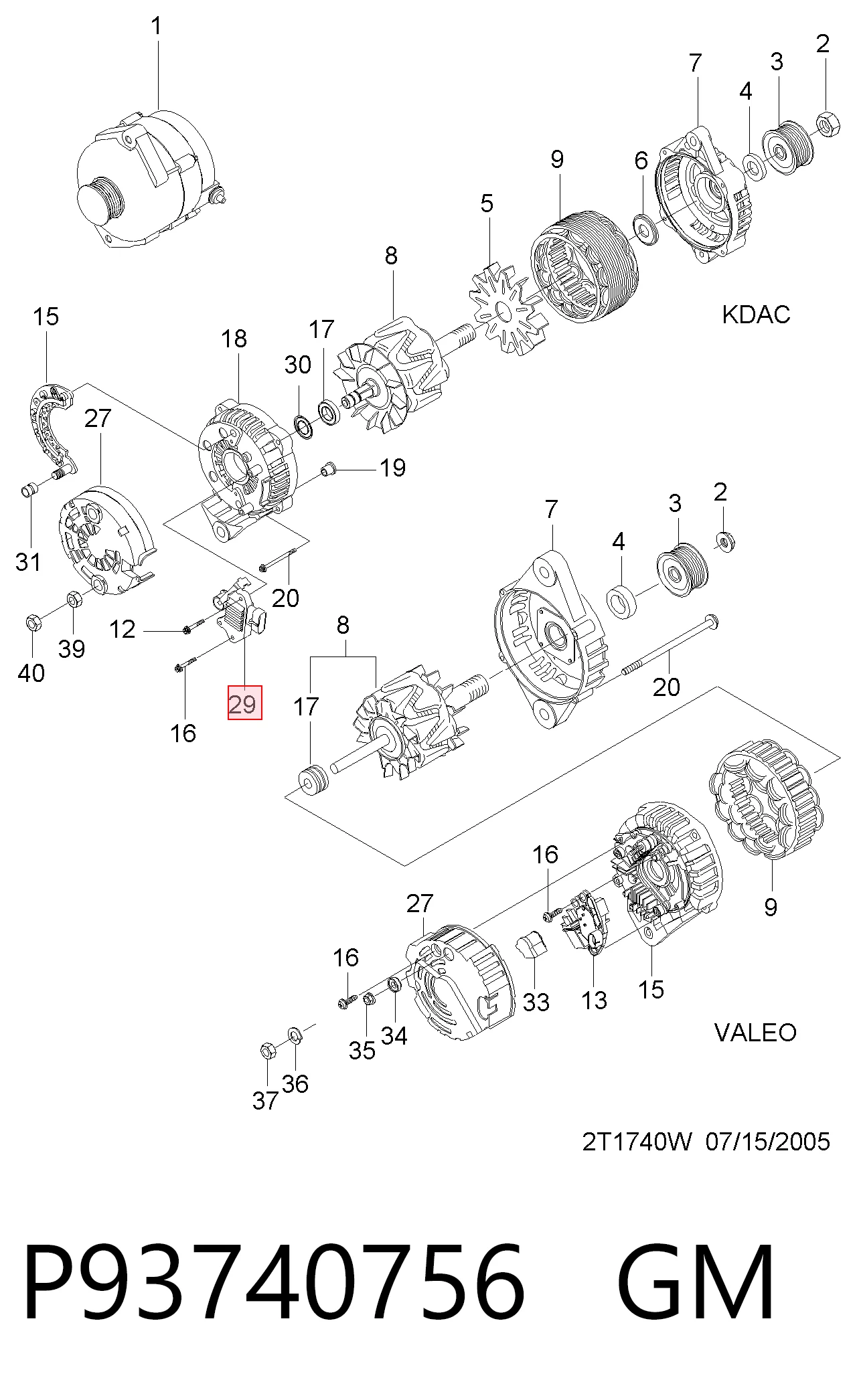 93740756 Parts-Mall Regulador alternador