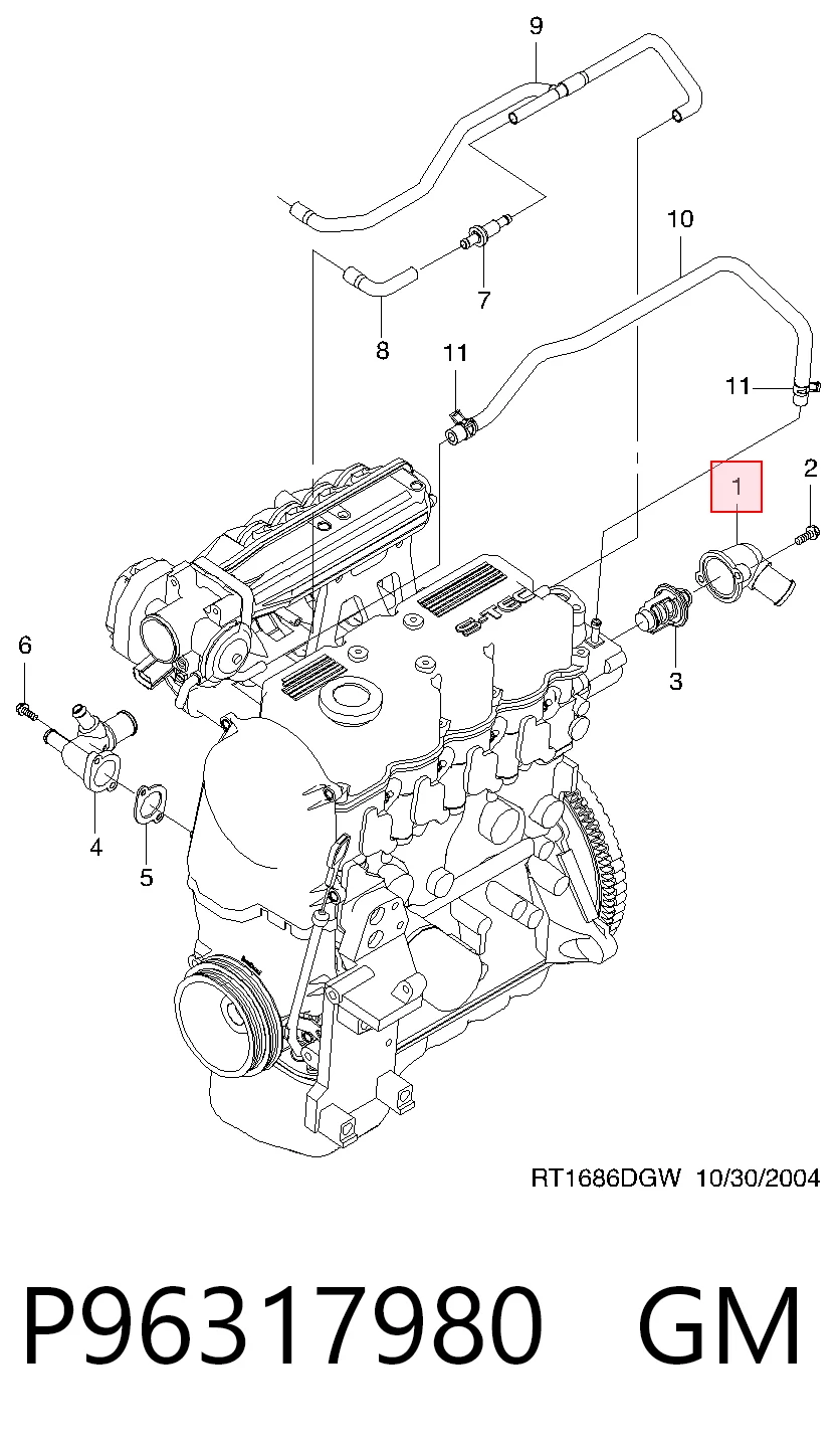 Caja termostato Opel 96317980