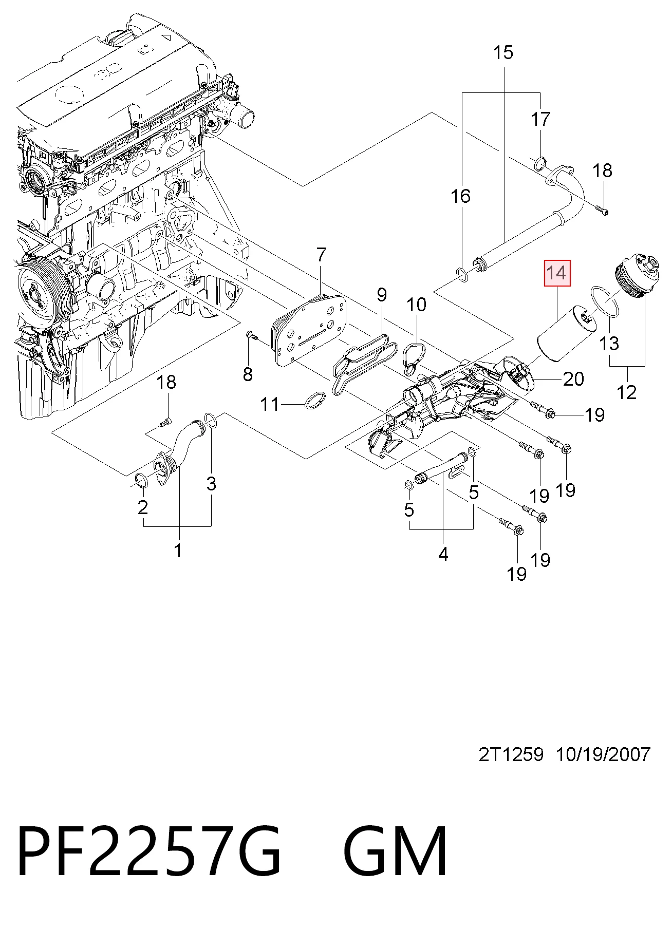 PF2257G General Motors Filtro aceite