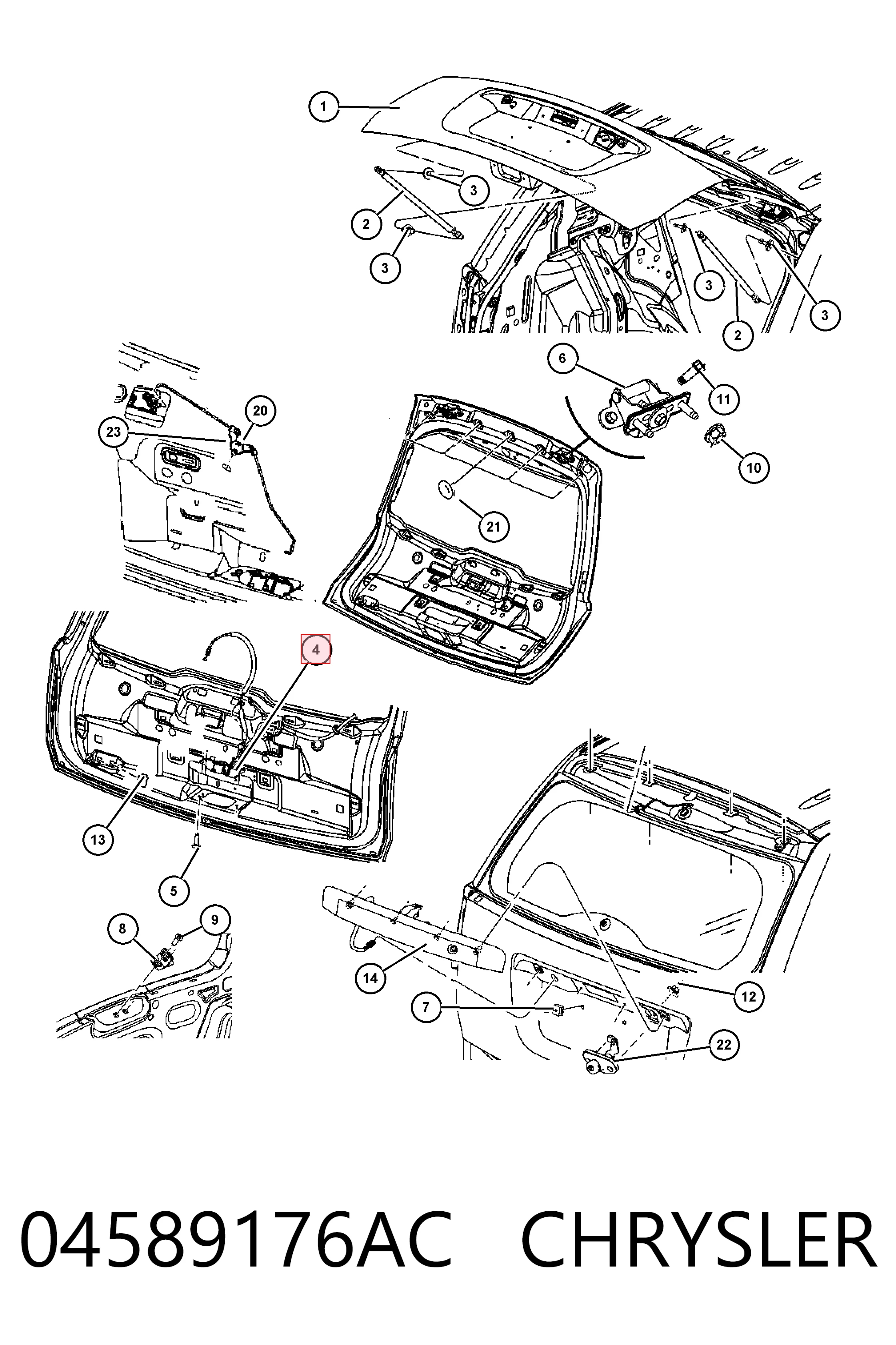 Comprar K04589176AA Fiat/Alfa/Lancia Cerradura de puerta de maletero