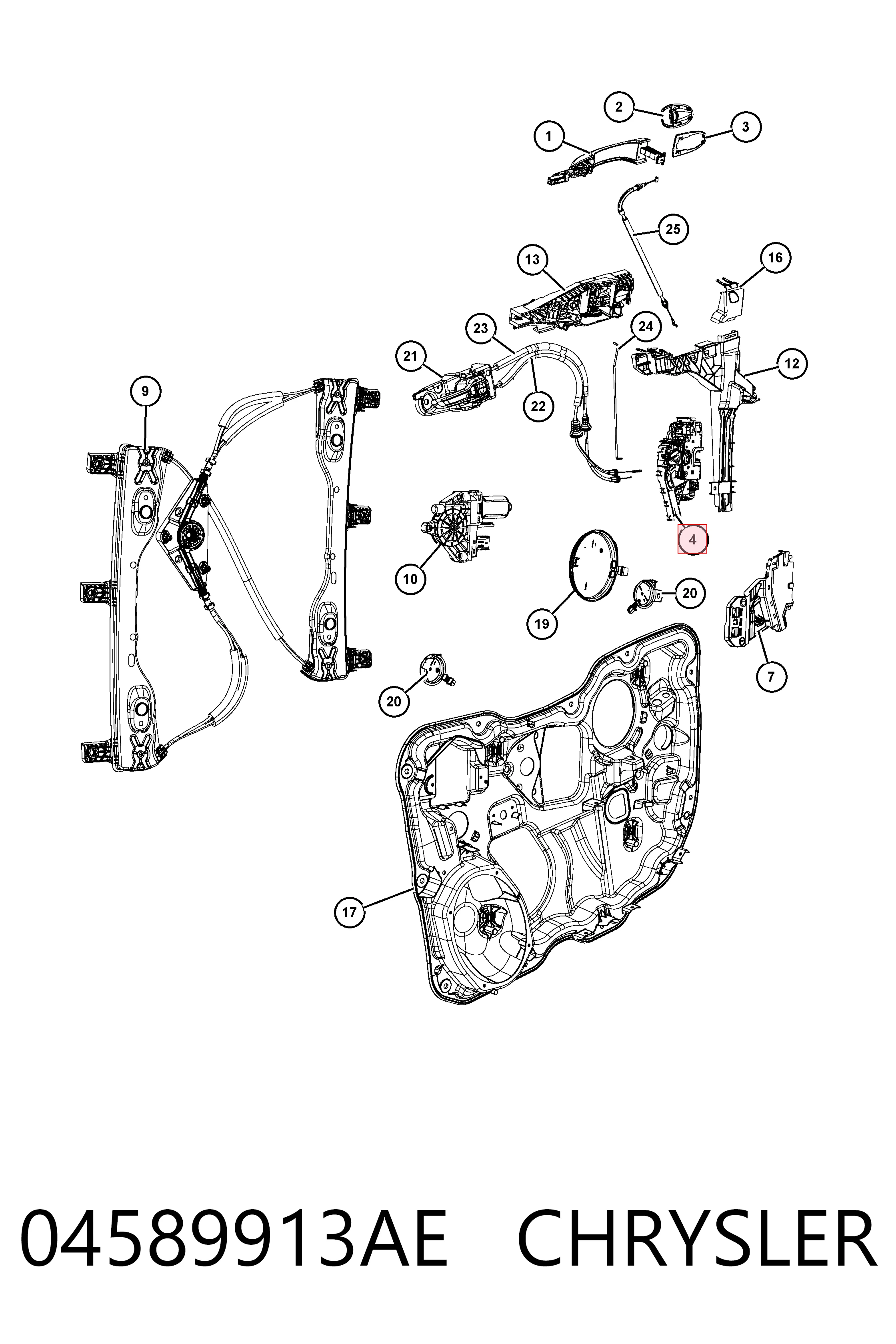 04589913AE Chrysler Cerradura de puerta