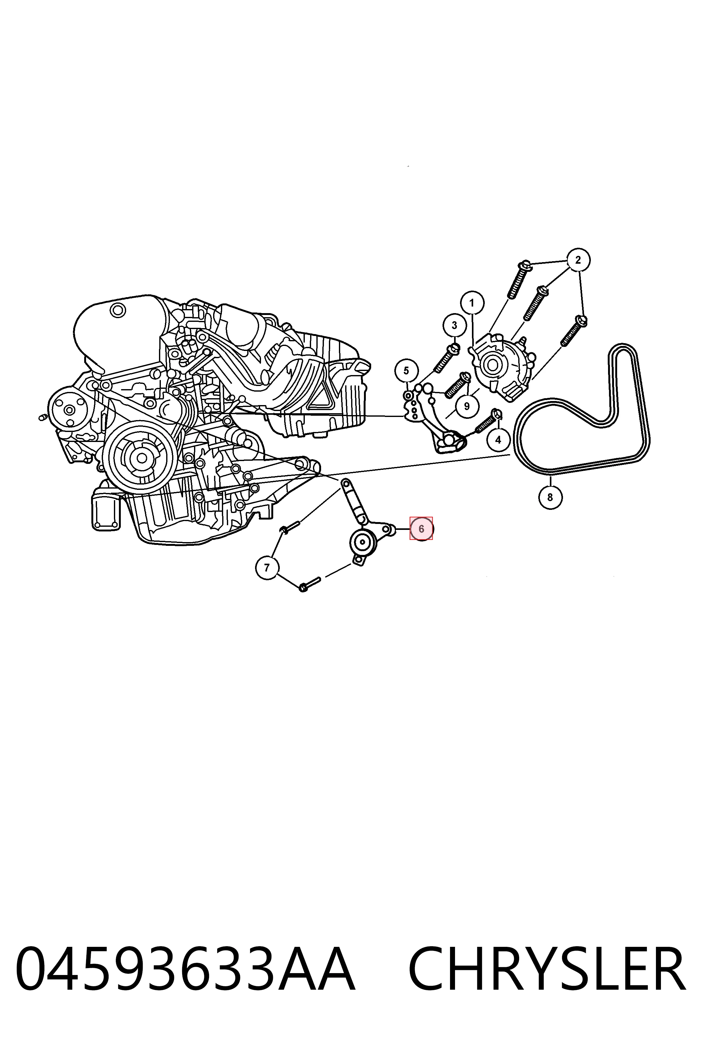 04593633AA Chrysler Tensor de correa de alternador