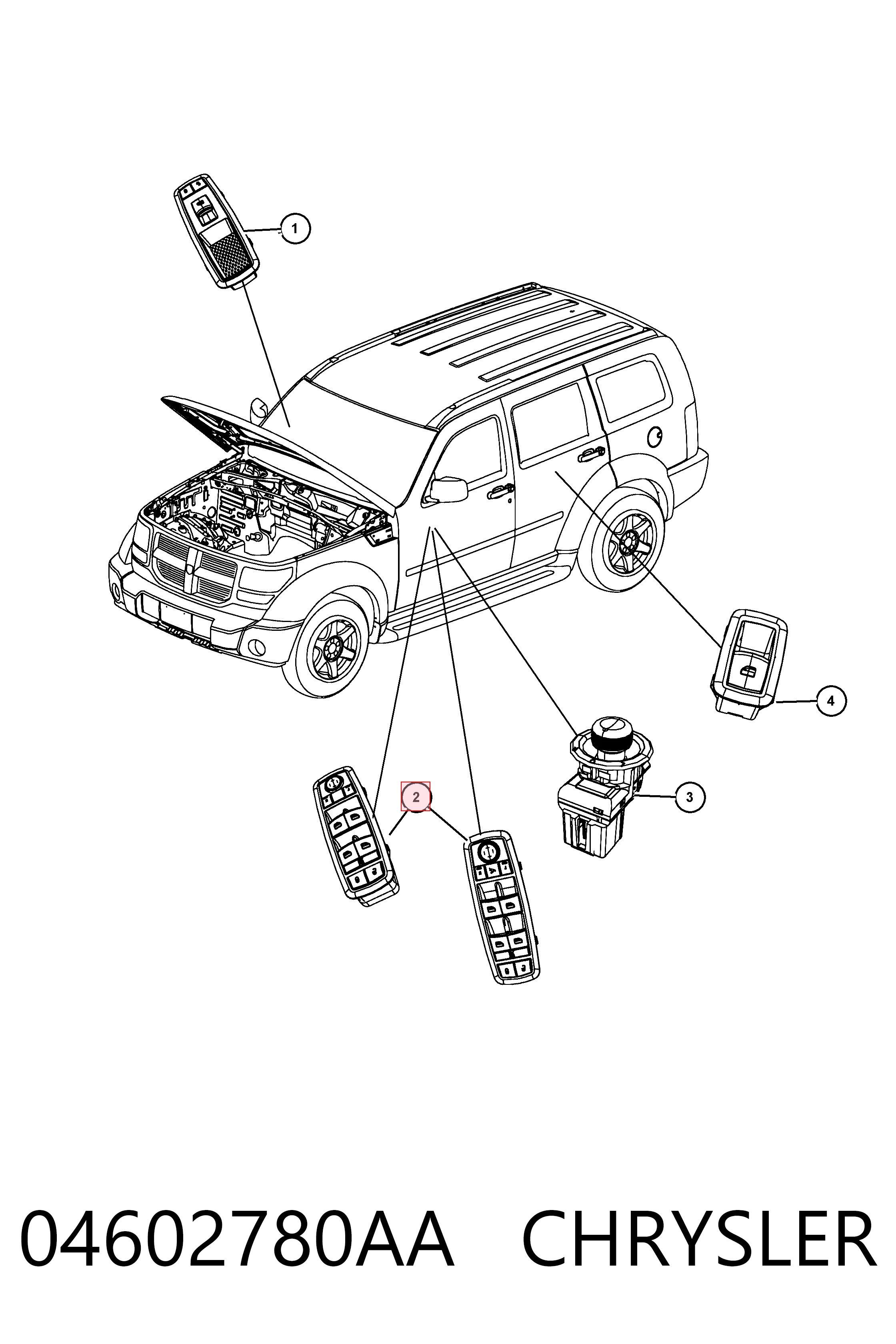 K04602780AA Fiat/Alfa/Lancia Unidad de control de elevalunas delantera izquierda