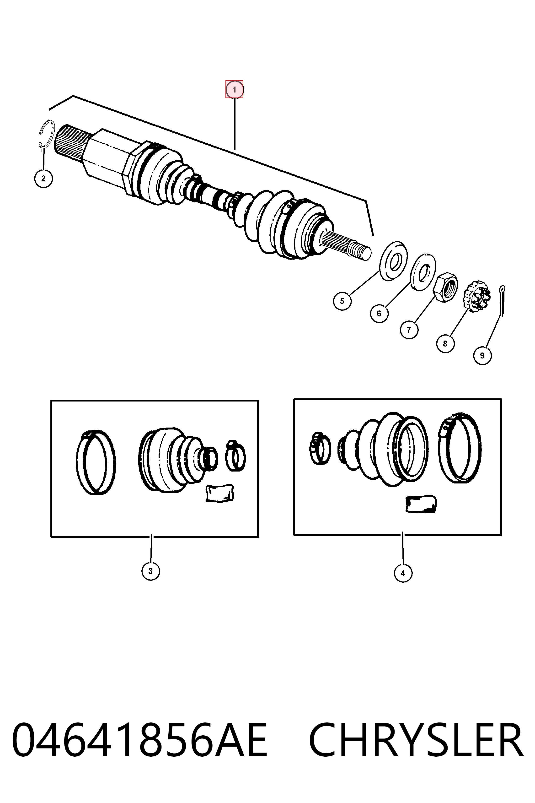 Semieje delantero derecho 04641856AE CHRYSLER