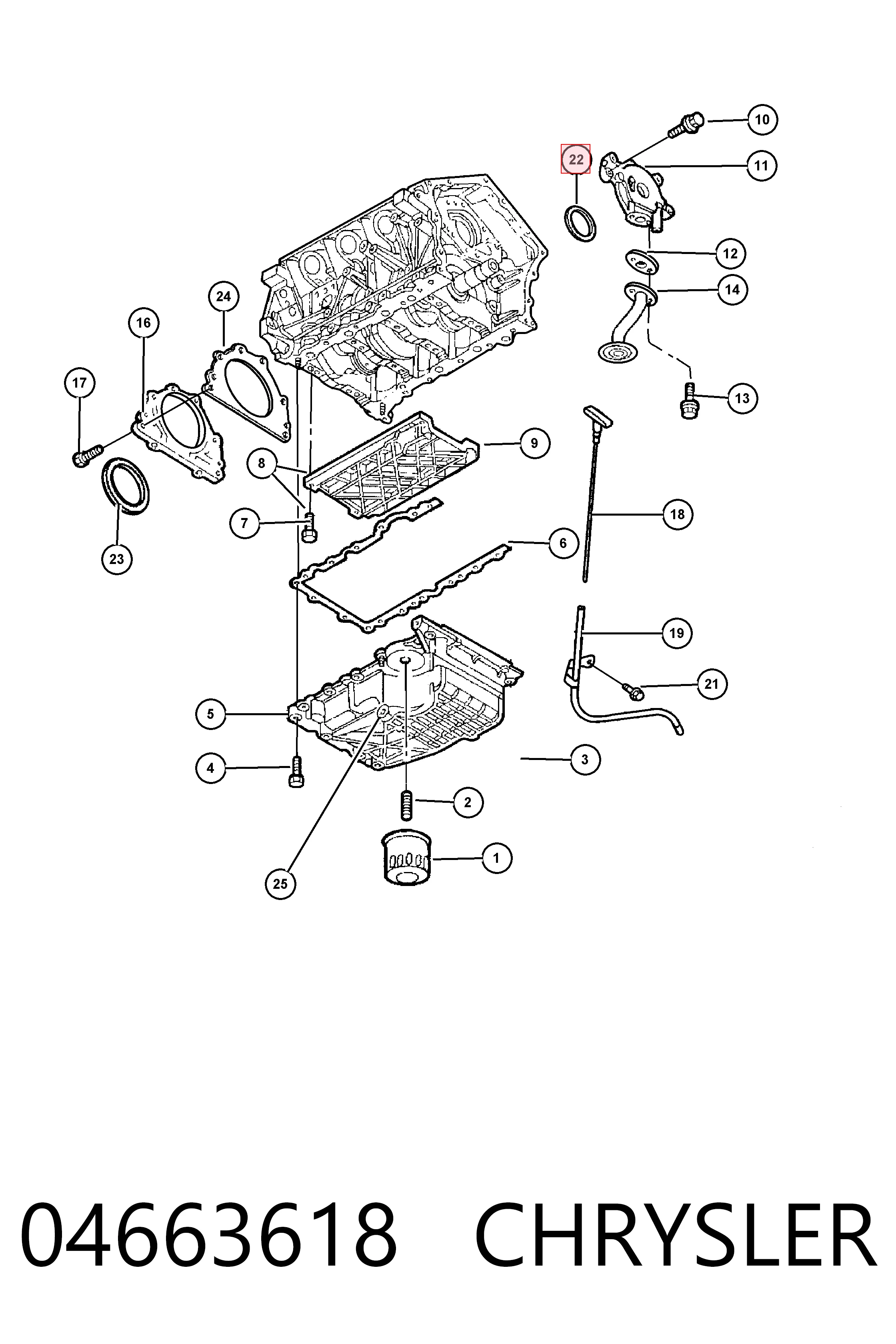 K04663618 Fiat/Alfa/Lancia Retén del cigüeñal frontal