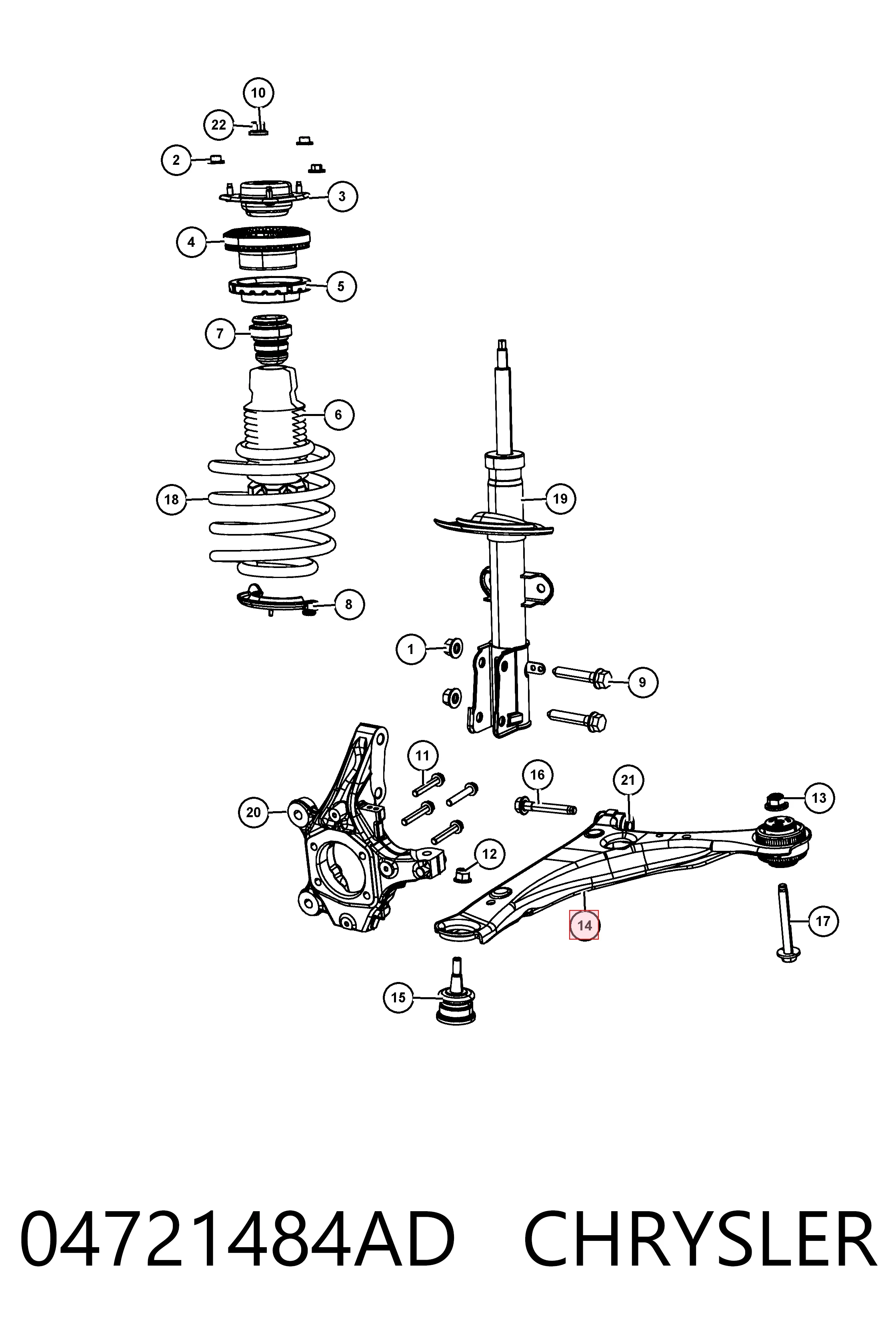 Brazo inferior izquierdo de la suspensión delantera K04766911AH Fiat/Alfa/Lancia