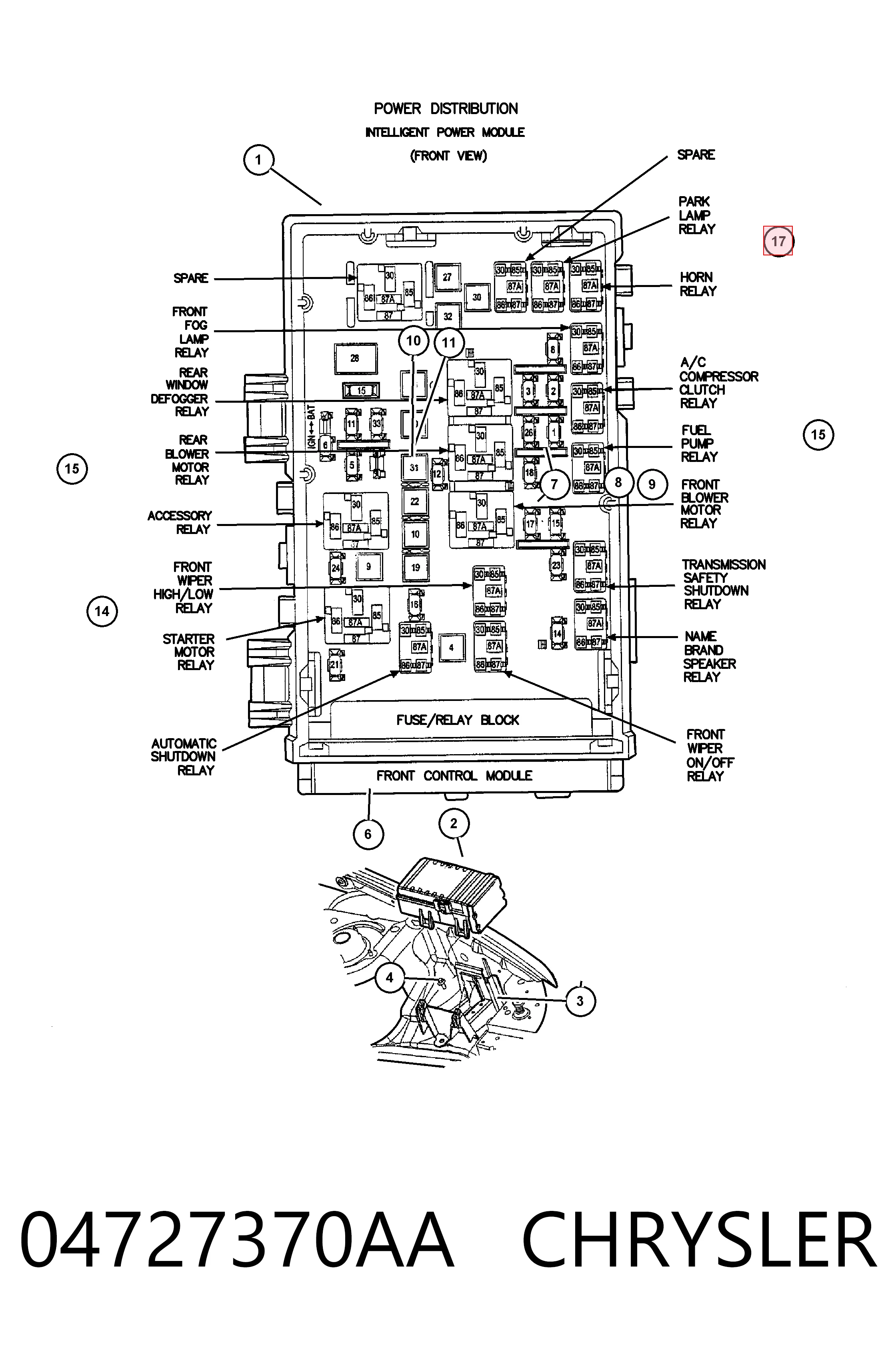 04727370AA Chrysler Relé de faro
