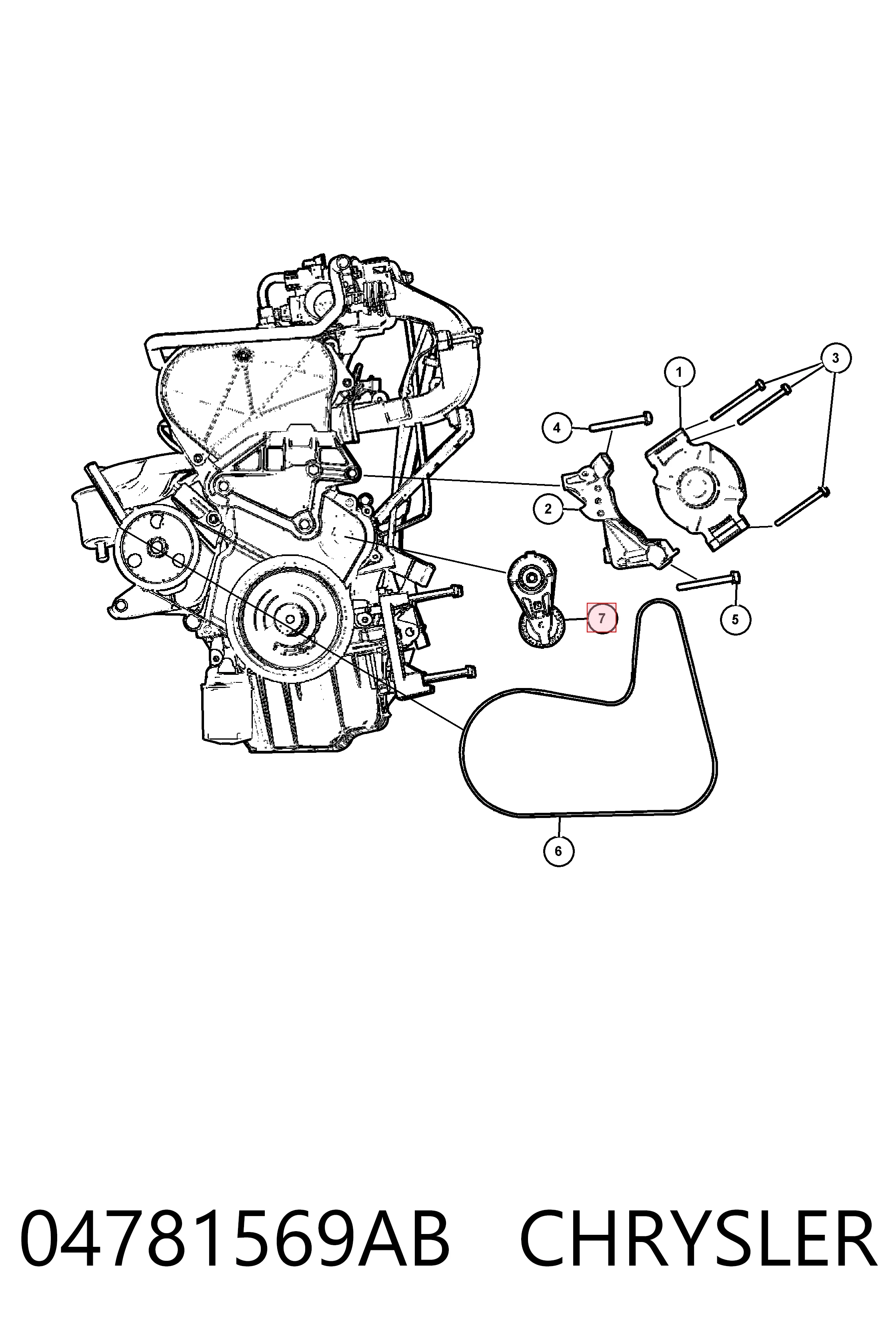 04781569AB Chrysler Polea tensora intermedio de correa dentada