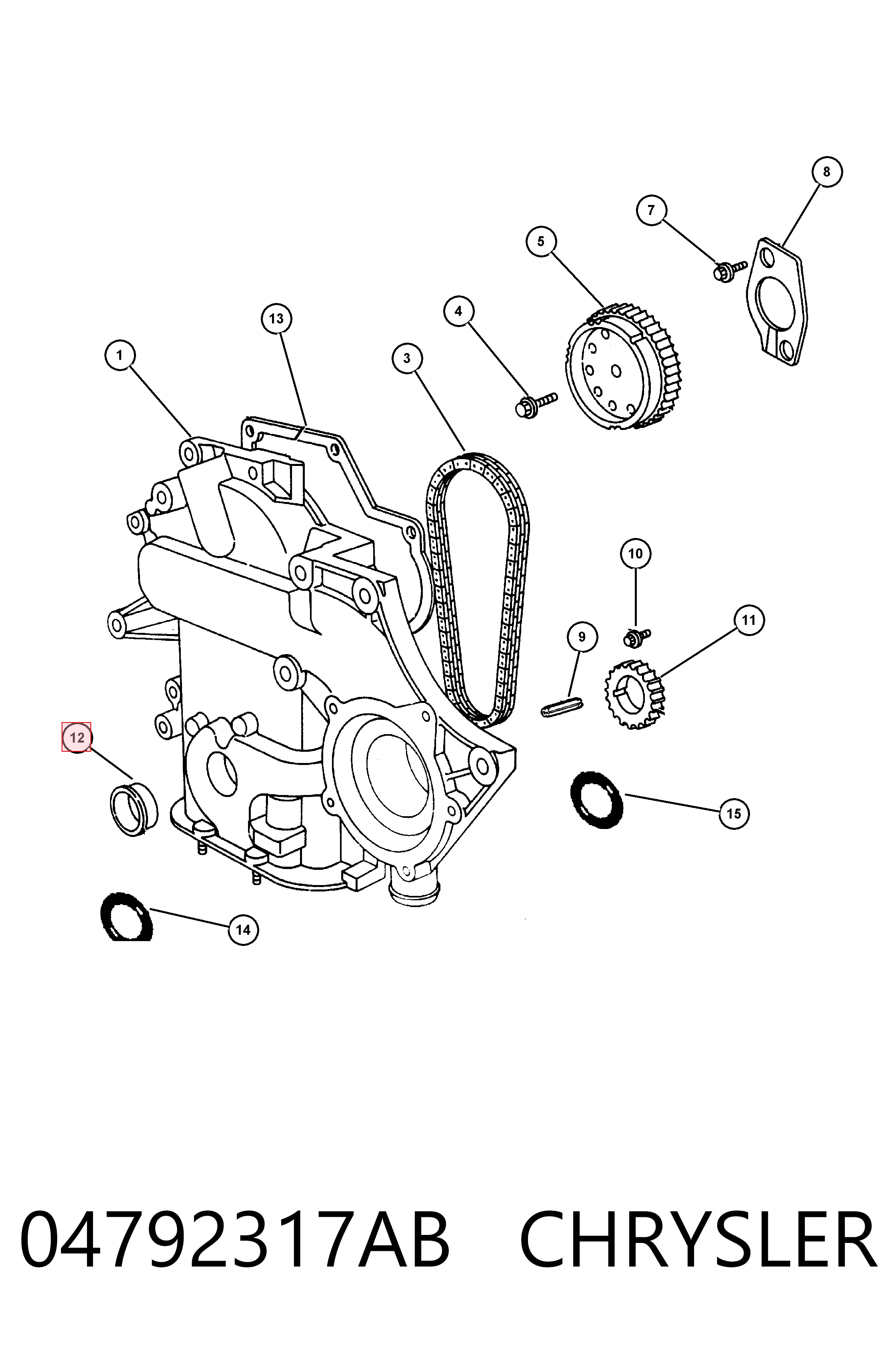 04792317AB Chrysler Retén del cigüeñal frontal