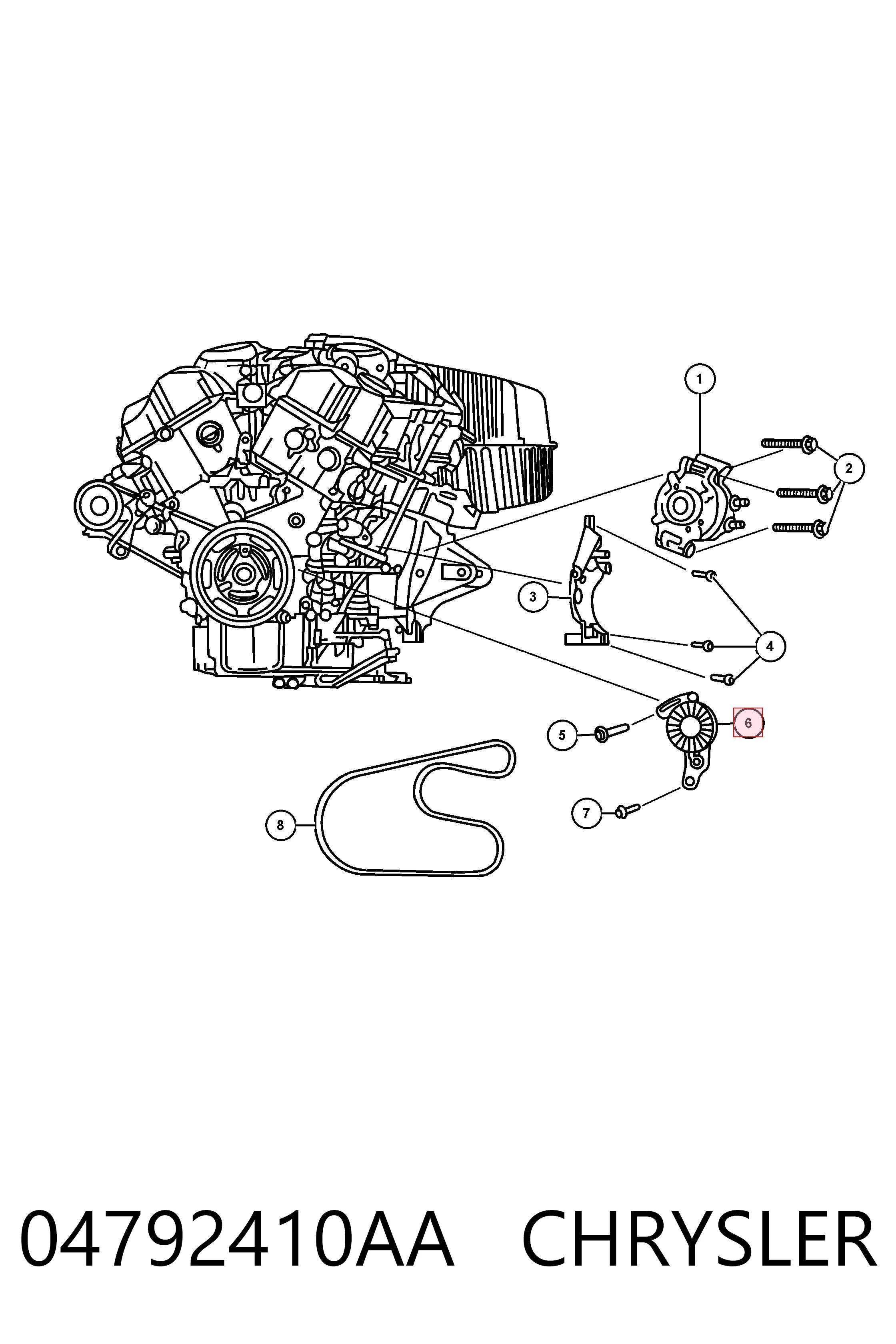 Tensor de correa de accesorios 04792410AA CHRYSLER