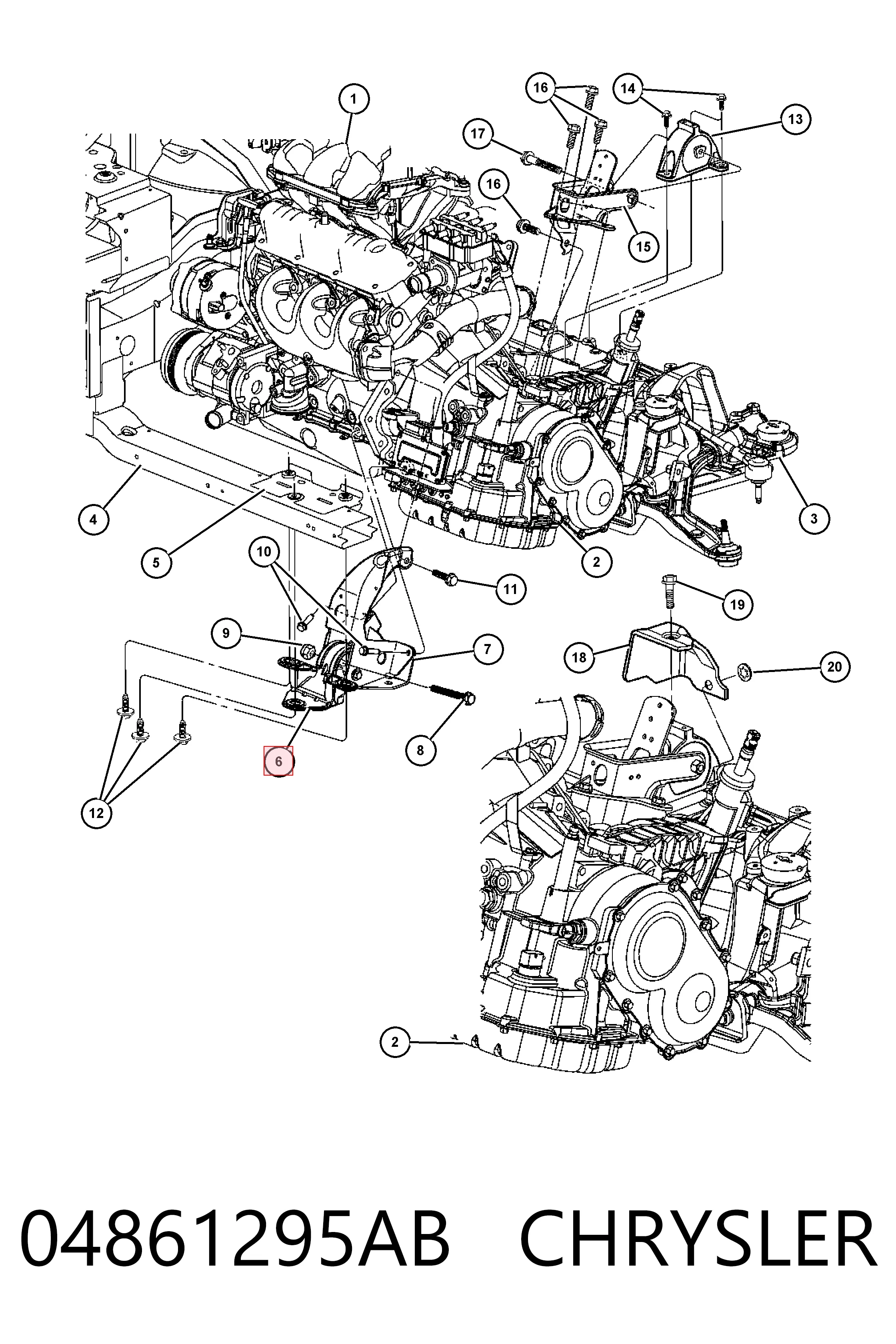 04861295AB Chrysler Soportes de motor delantero