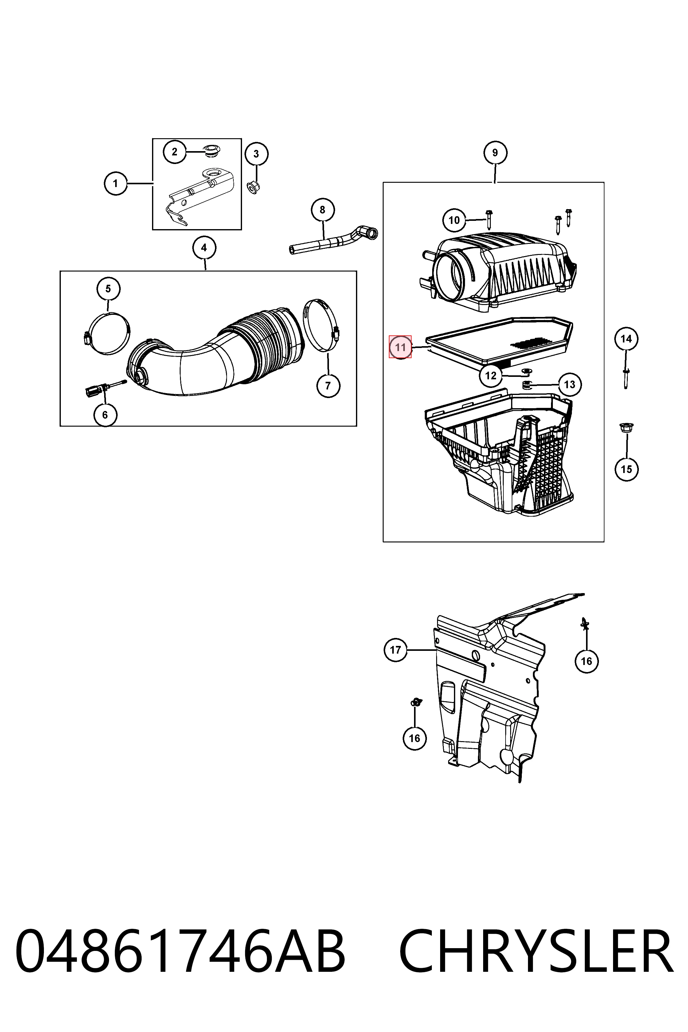 04861746AB Chrysler Filtro de aire de motor