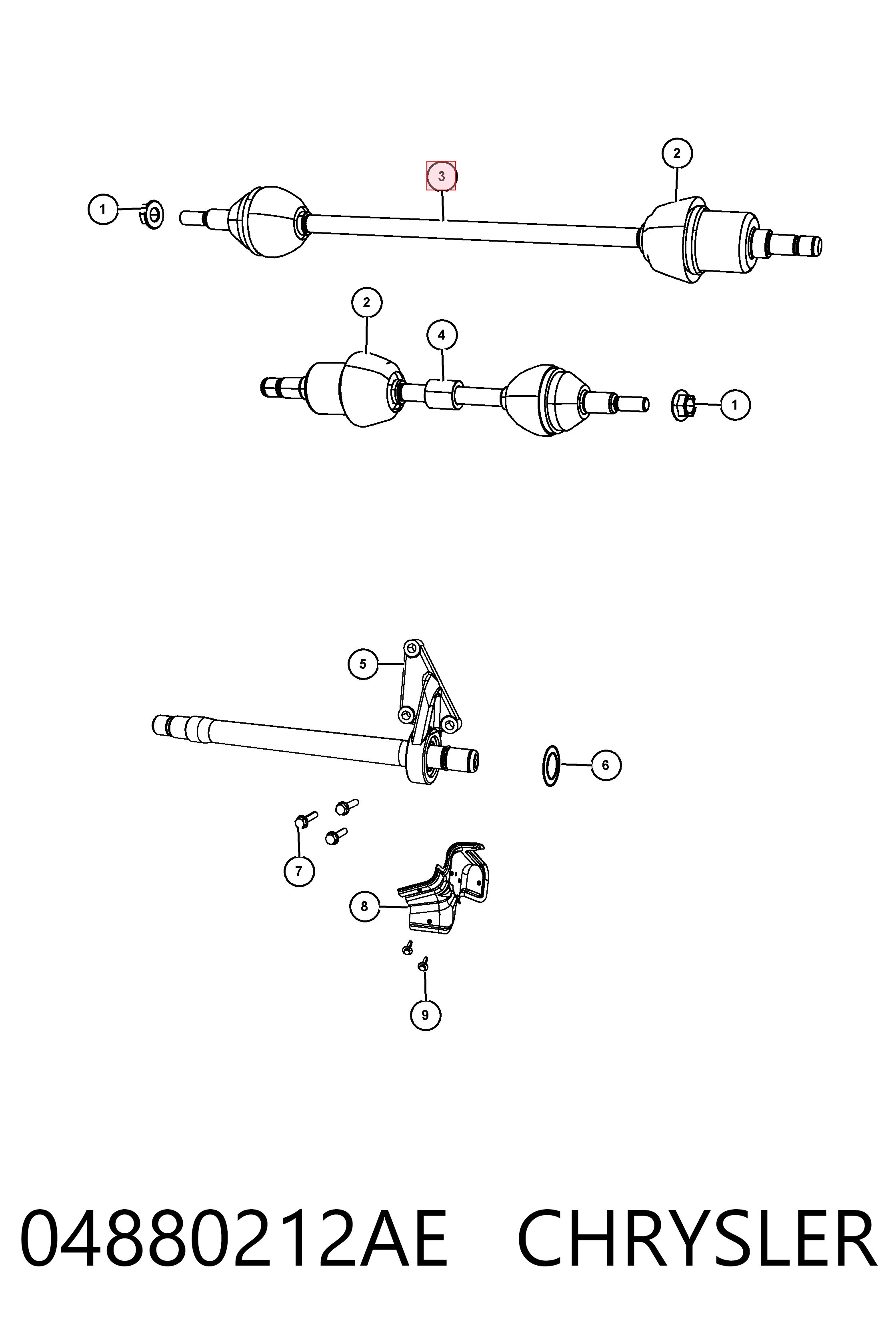 Semieje delantero derecho K68193908AC Fiat/Alfa/Lancia