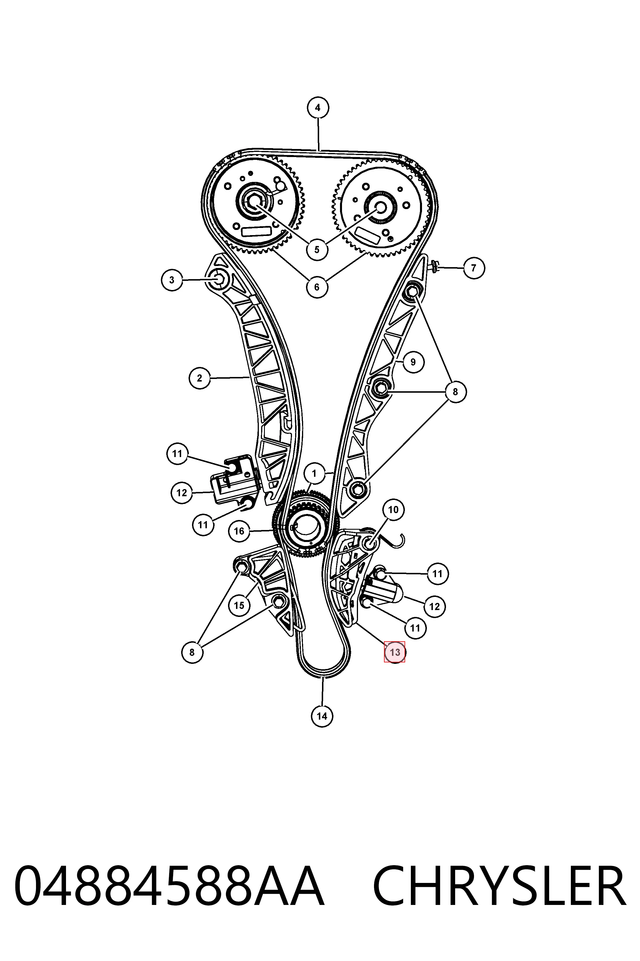 04884588AA Chrysler Tensor de la cadena del eje de equilibrado