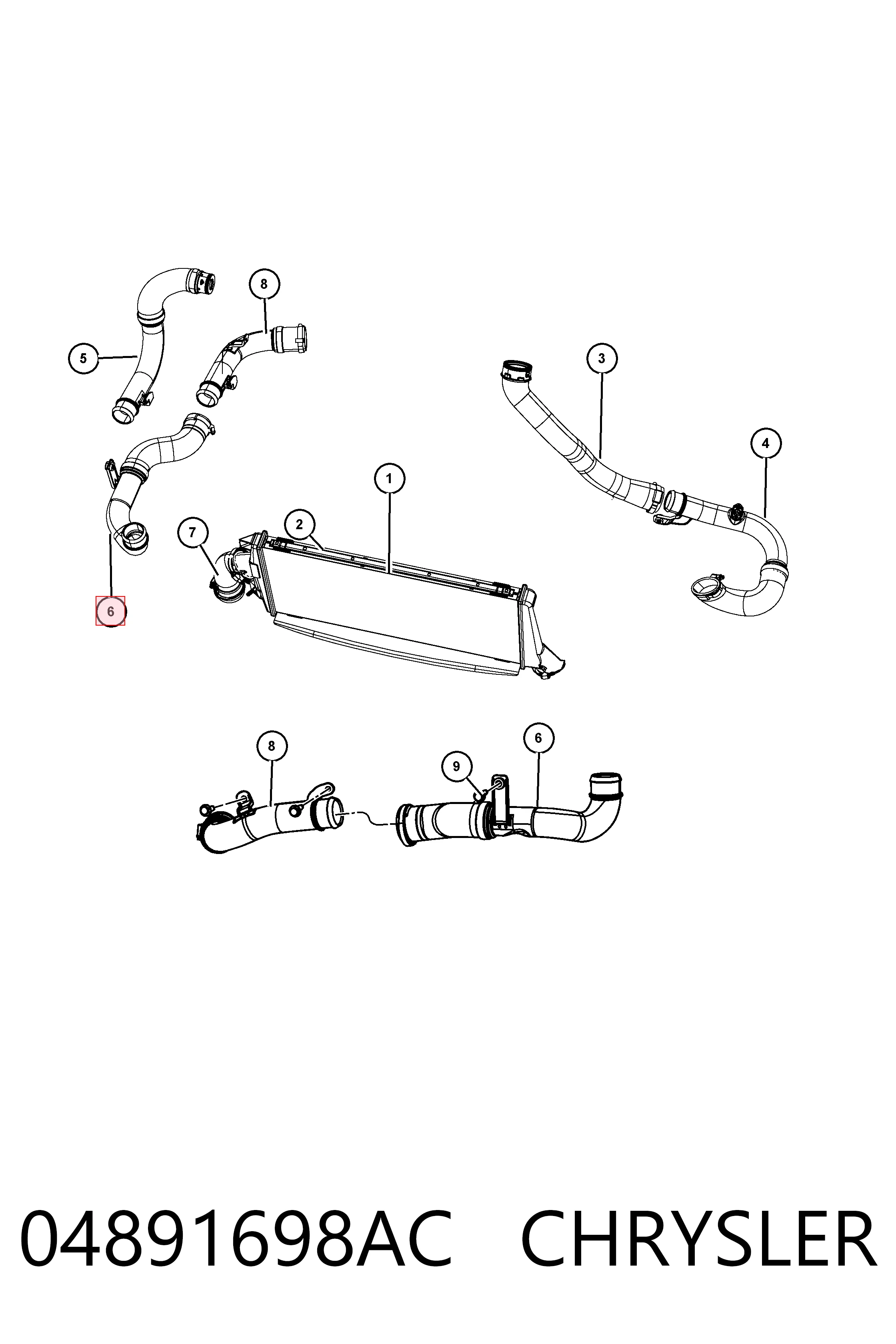 K04891698AB Fiat/Alfa/Lancia Manguera del intercooler