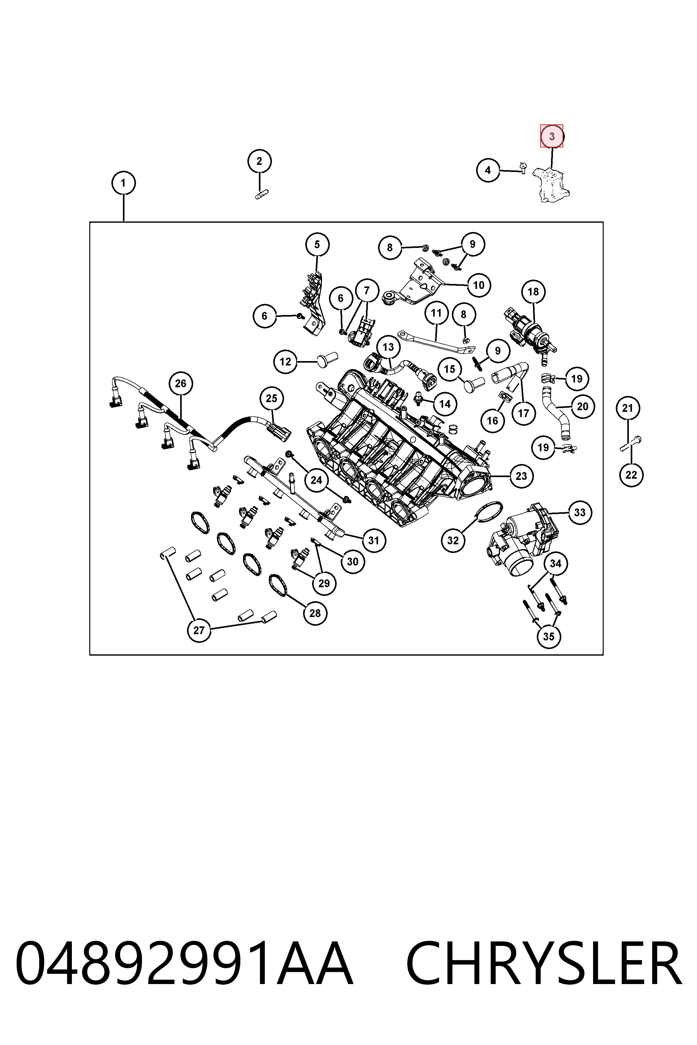Válvula de recirculación de aire de sobrealimentación de turbina 04892991AA CHRYSLER