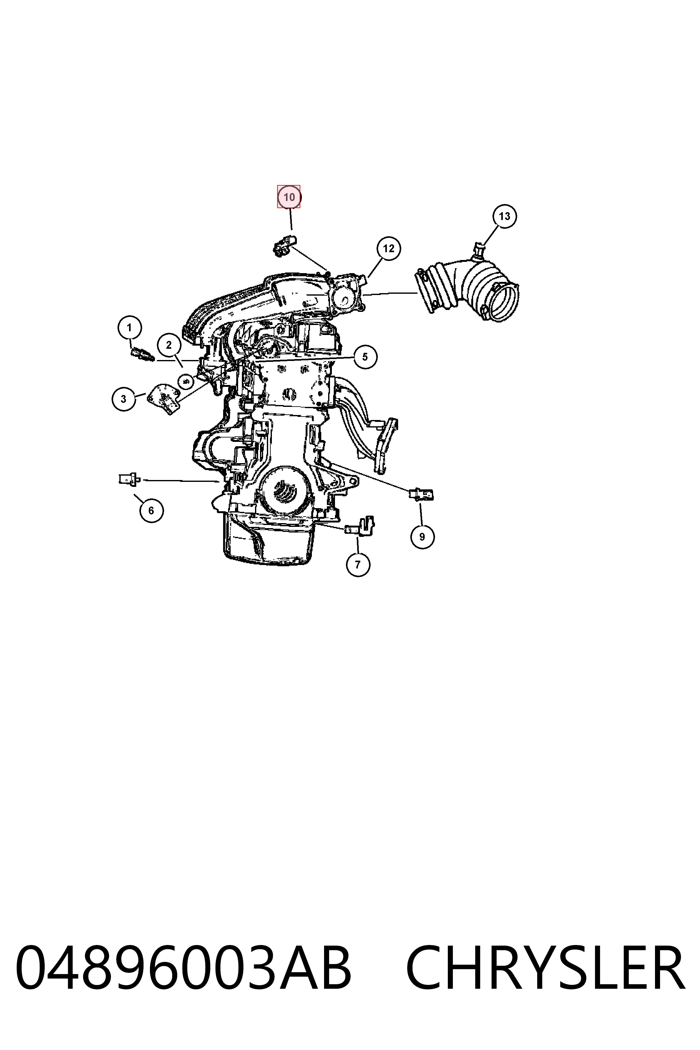 Sensor de presión del aire de admisión Fiat/Alfa/Lancia K04896003AB