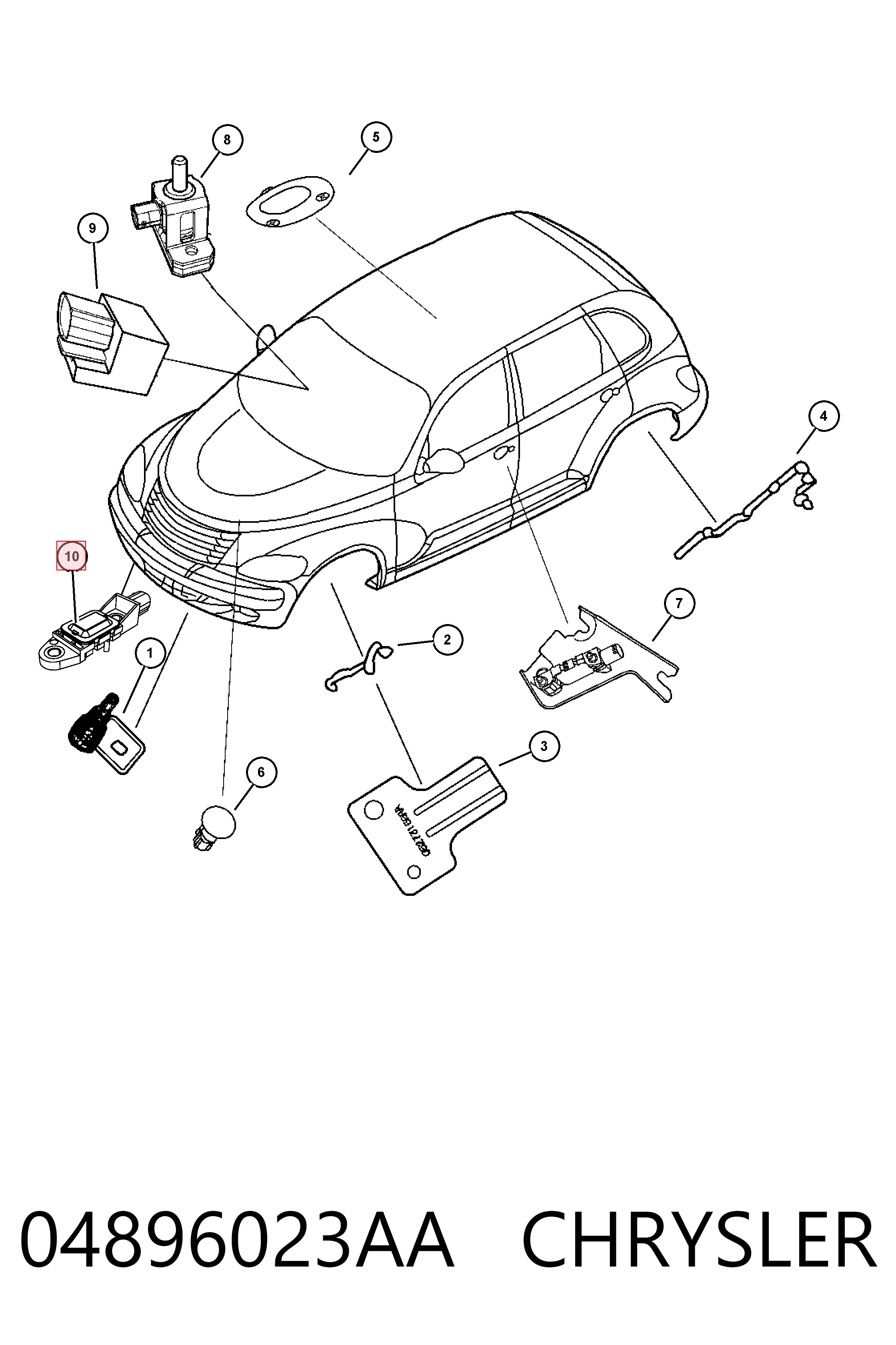 04896023AA Mitsubishi Sensor de airbag delantero