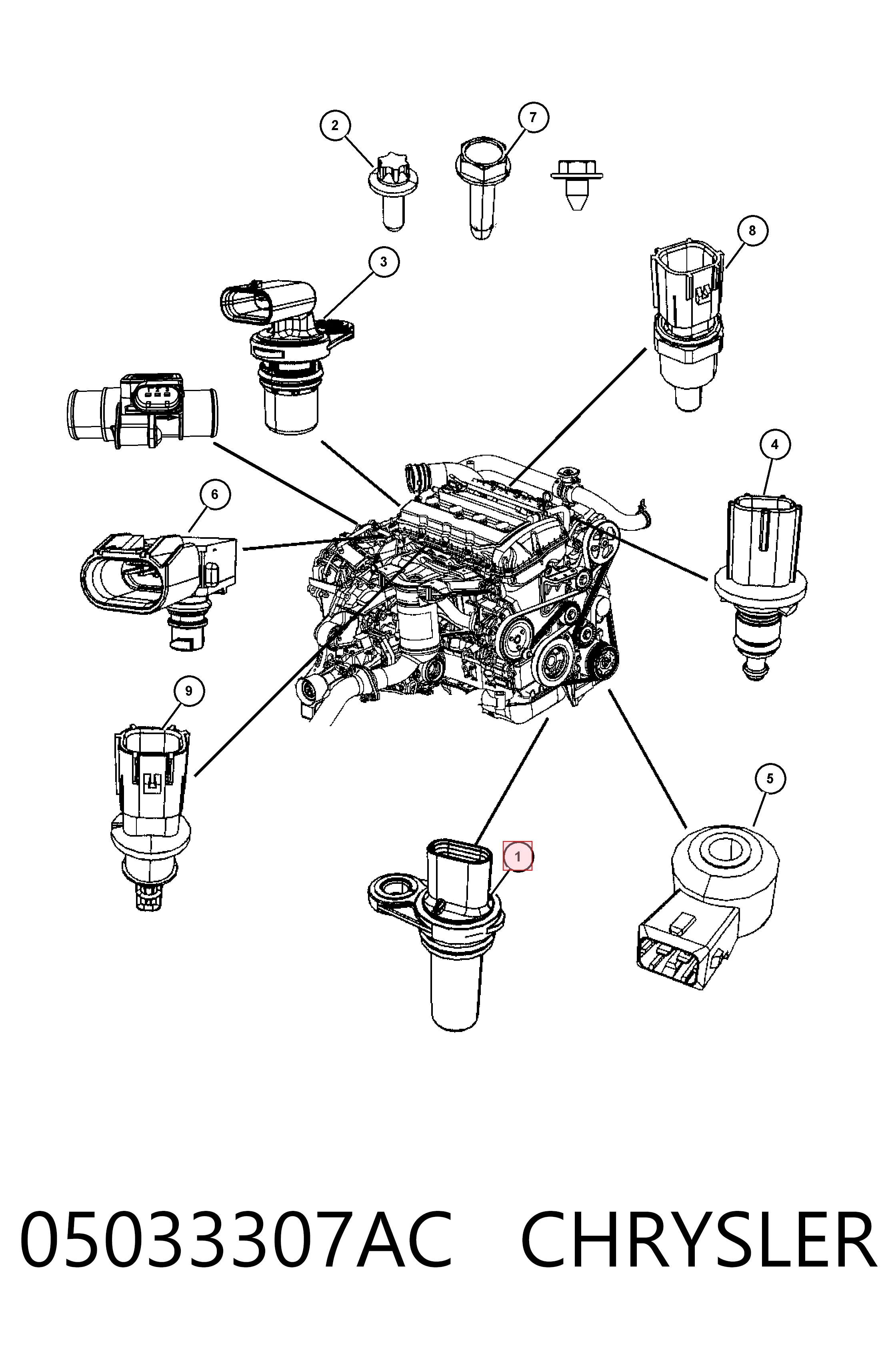 K05033307AD Fiat/Alfa/Lancia Sensor de posición del cigüeñal