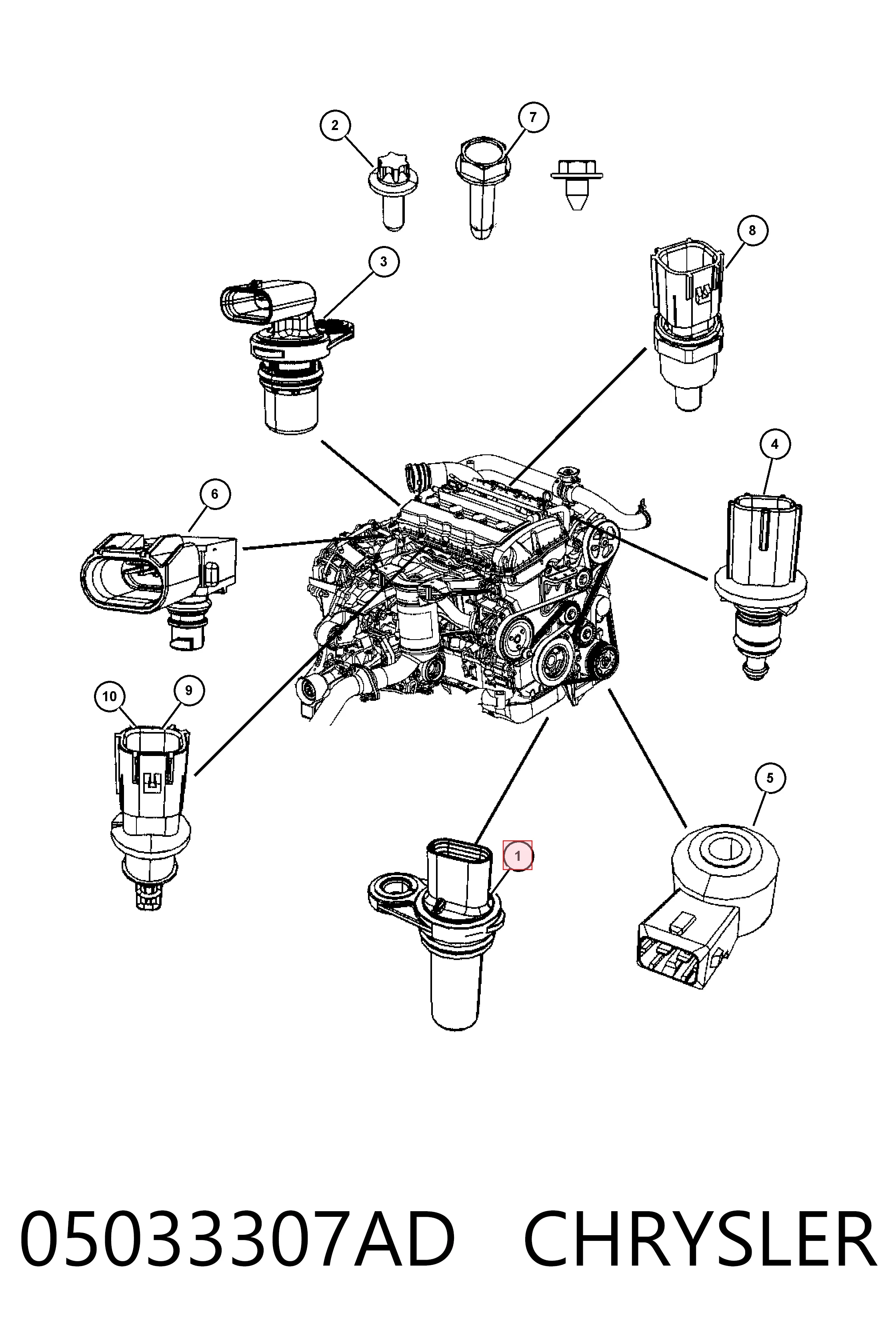 Comprar K05033307AD Fiat/Alfa/Lancia Sensor de cigüeñal
