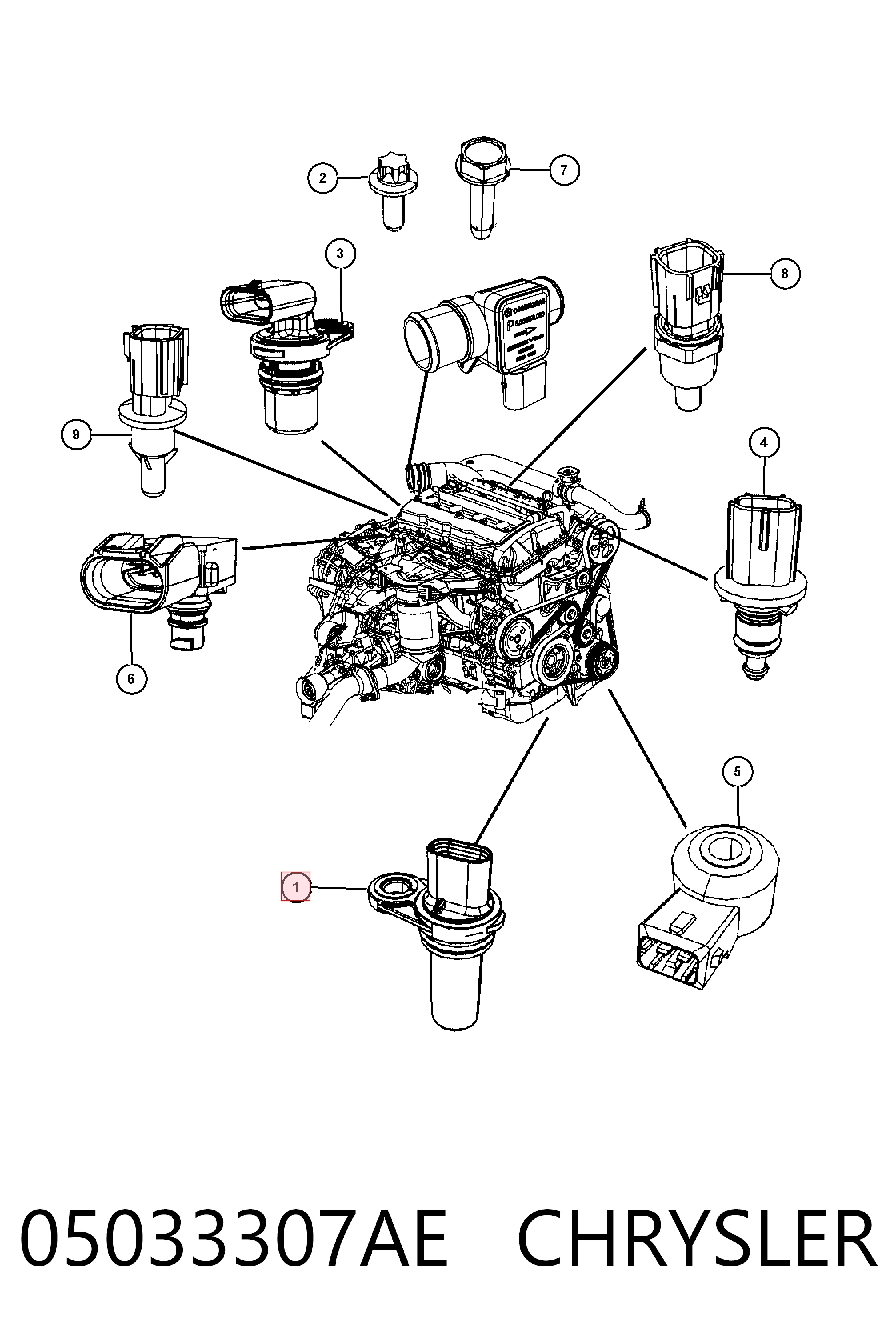 05033307AE Chrysler Sensor de posición del cigüeñal