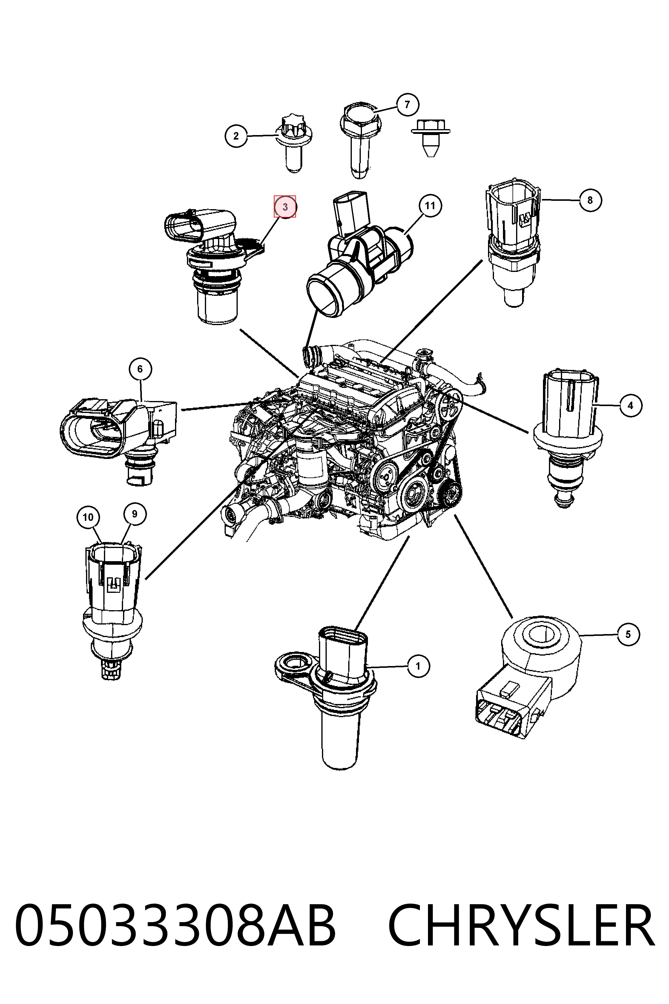 05033308AB Chrysler Sensor posición arbol de levas