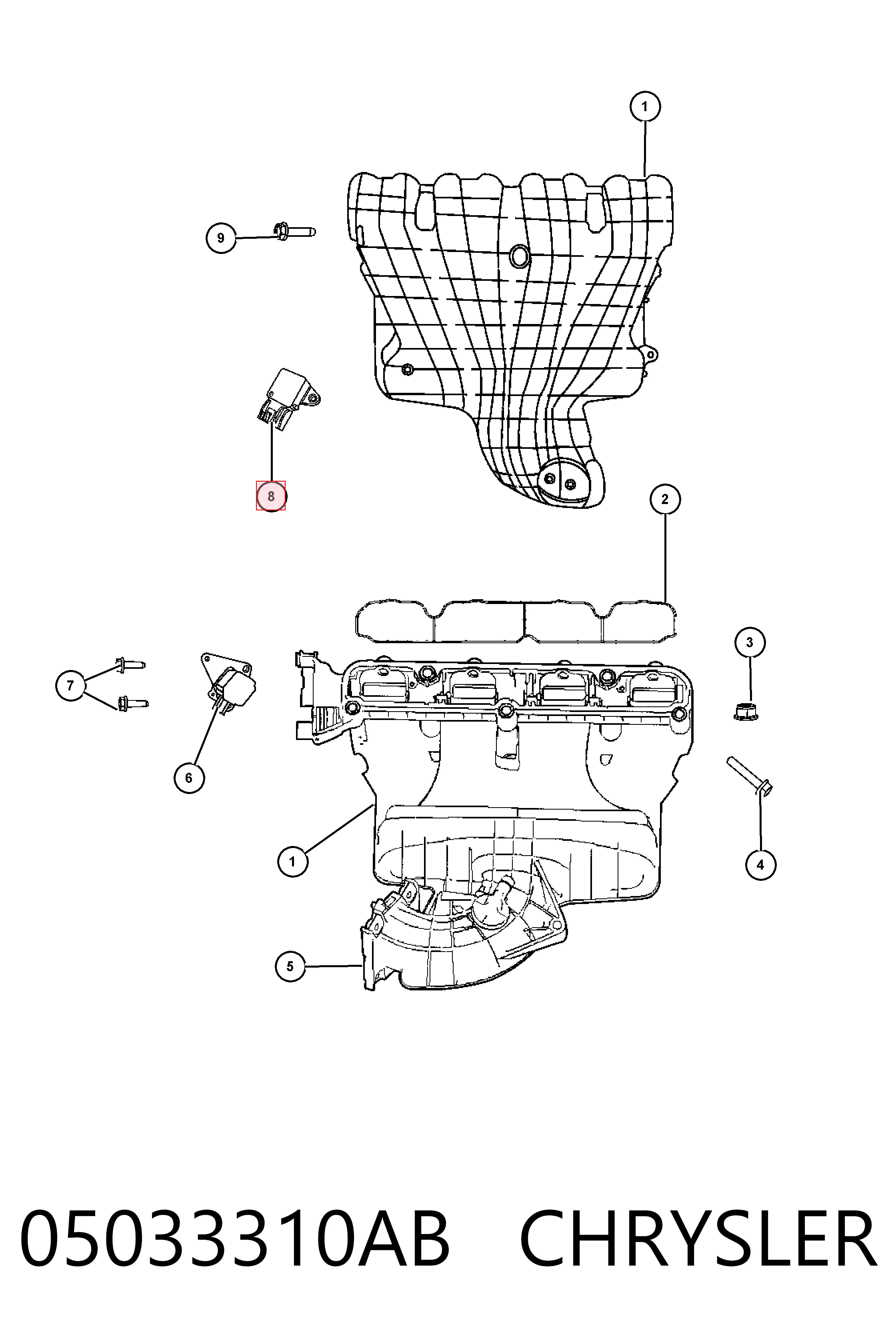 Sensor de presión del colector de admisión K05033310AB Fiat/Alfa/Lancia