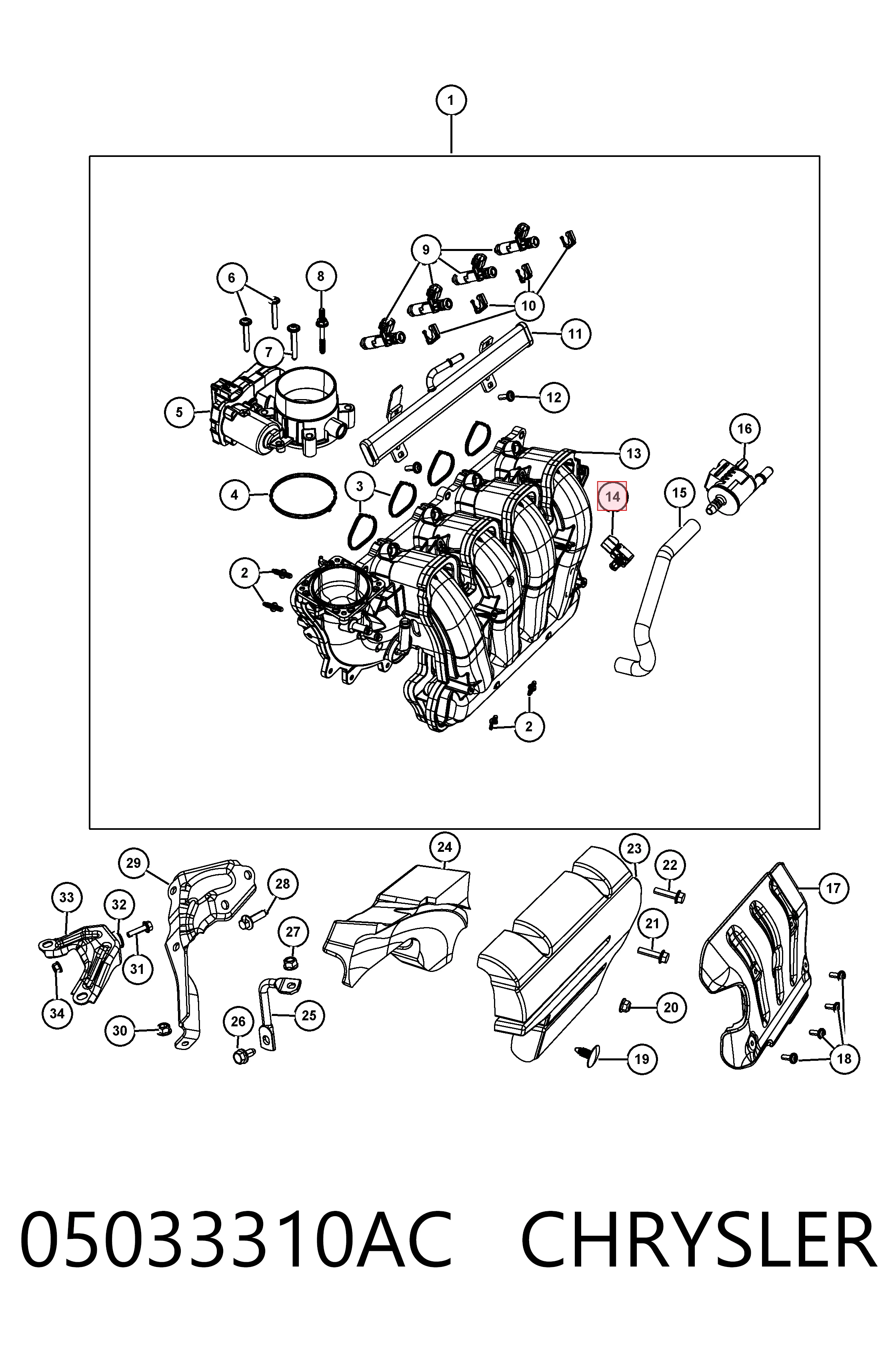 05033310AC Chrysler Sensor, presión colector de admisión 