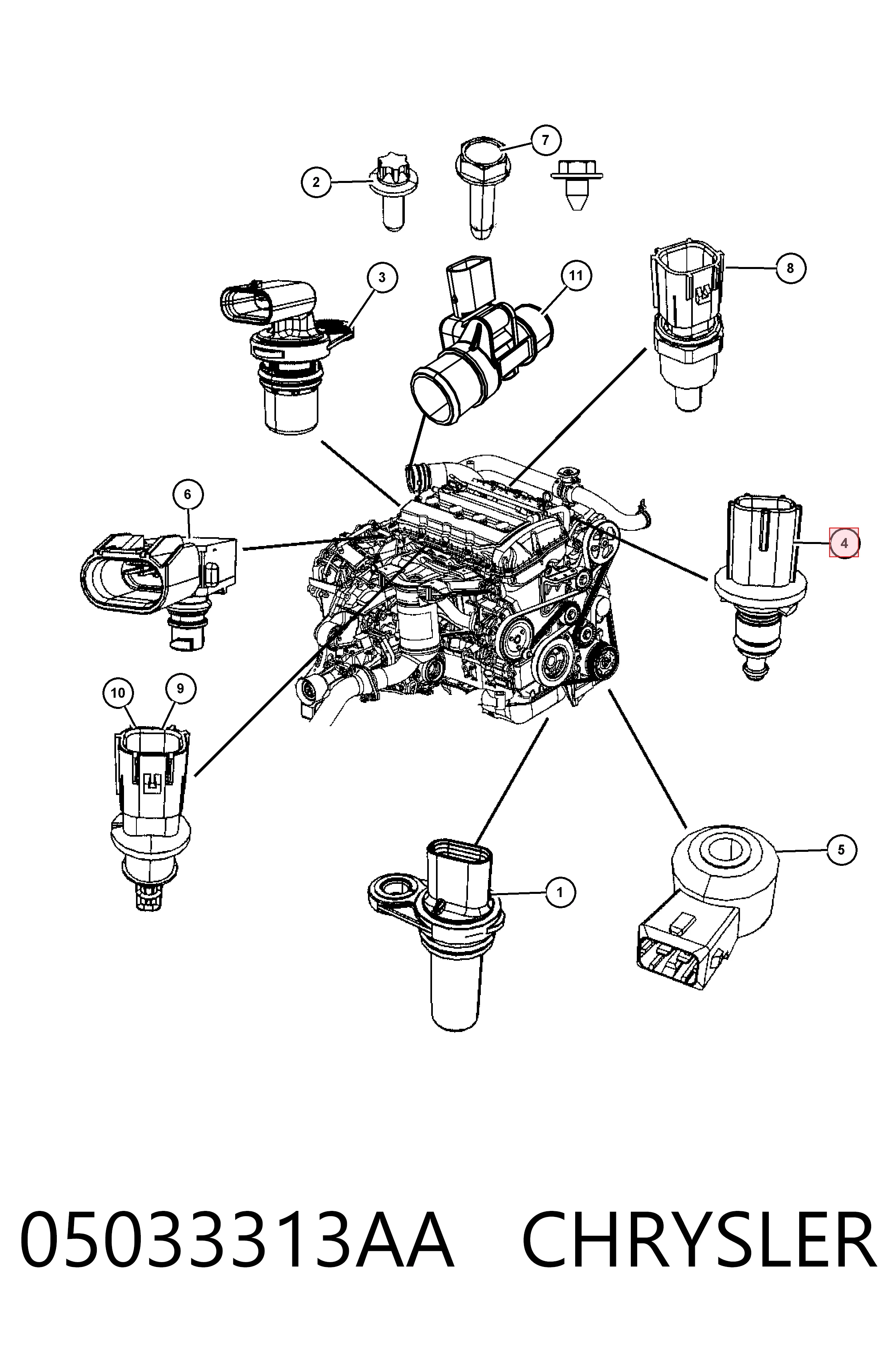 05033313AA Chrysler Sensor temperatura refrigerante