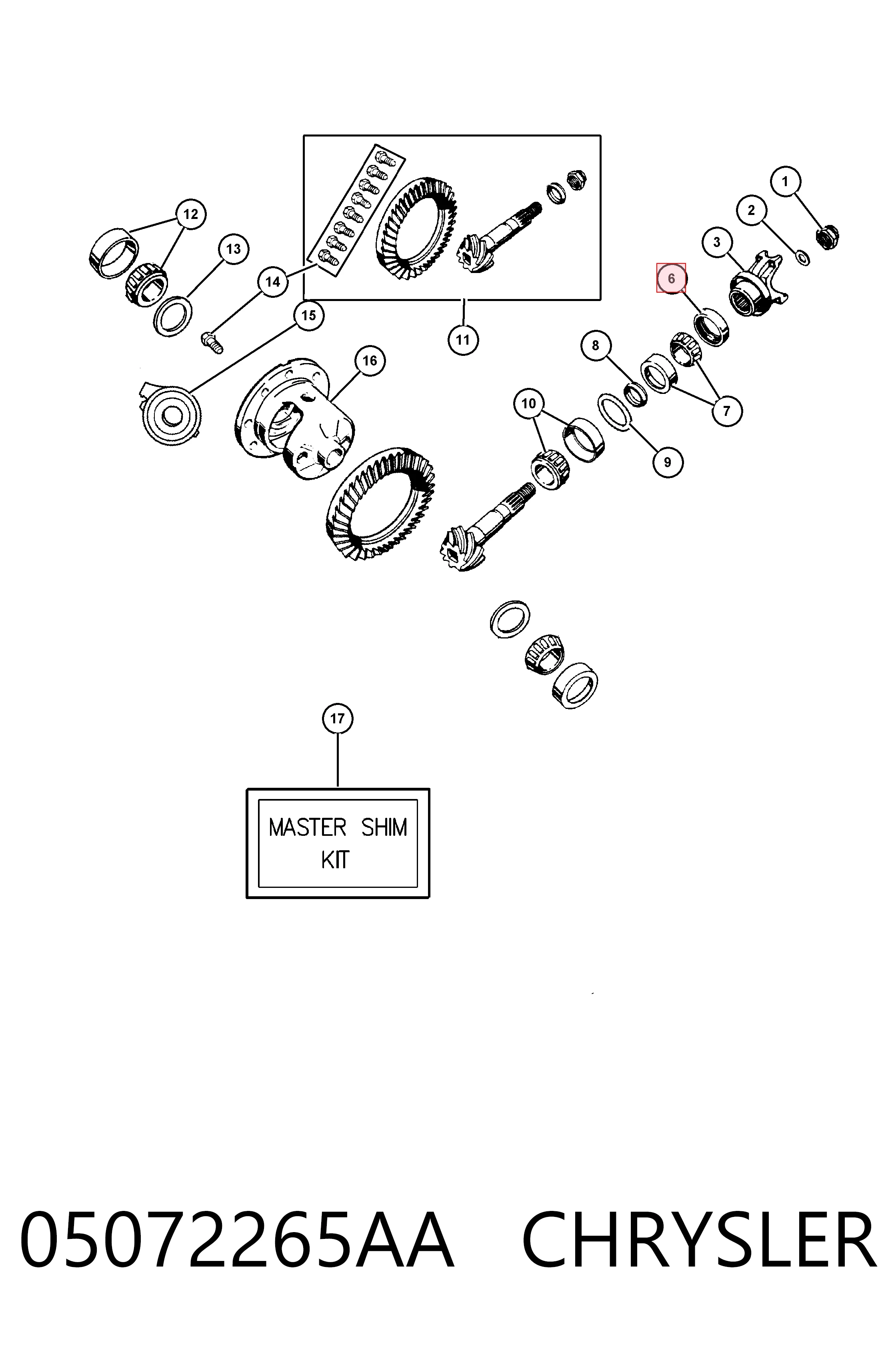 K05072265AB Fiat/Alfa/Lancia Retén del piñón del diferencial trasero