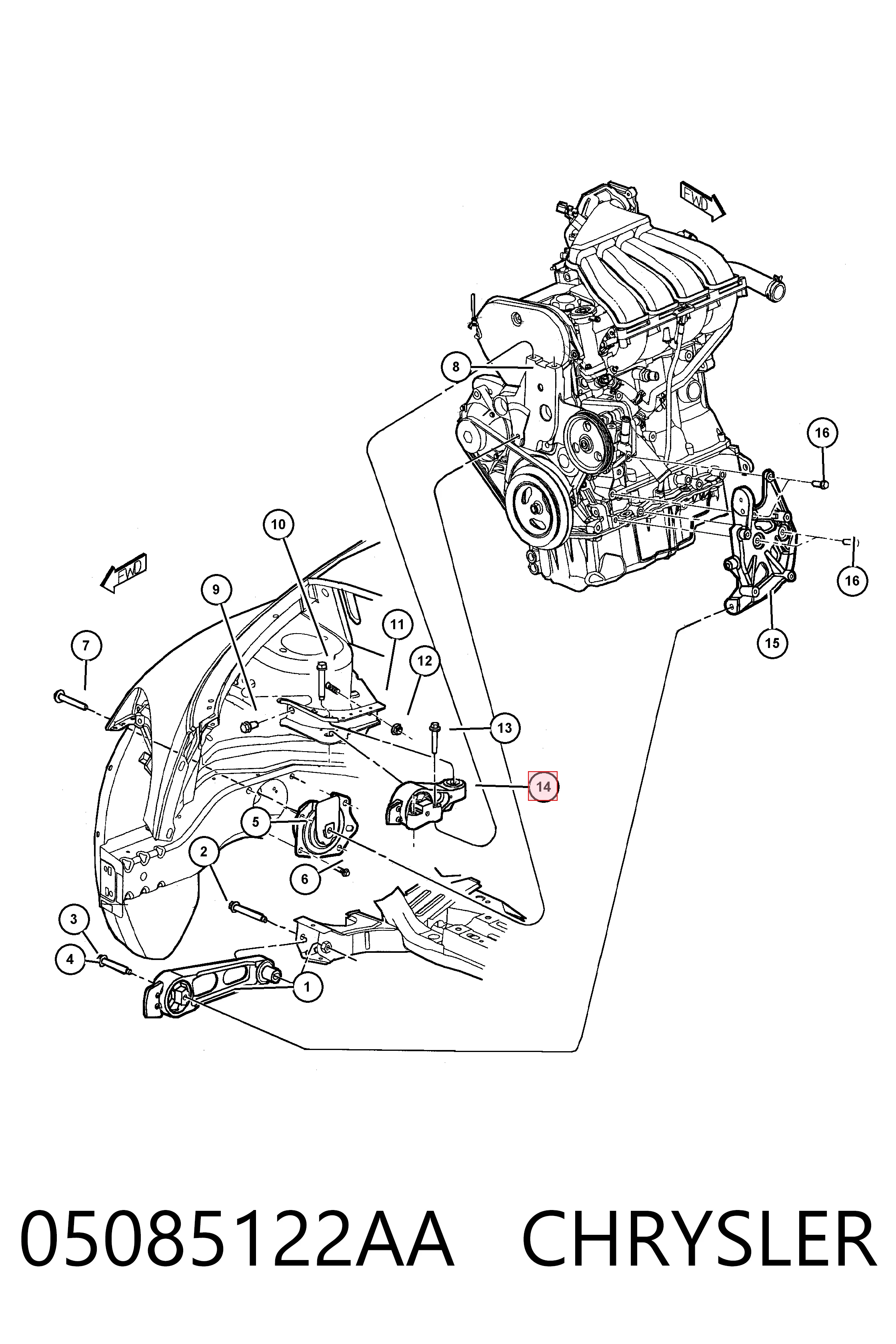 Comprar K05085122AB Fiat/Alfa/Lancia Soporte izquierdo del motor