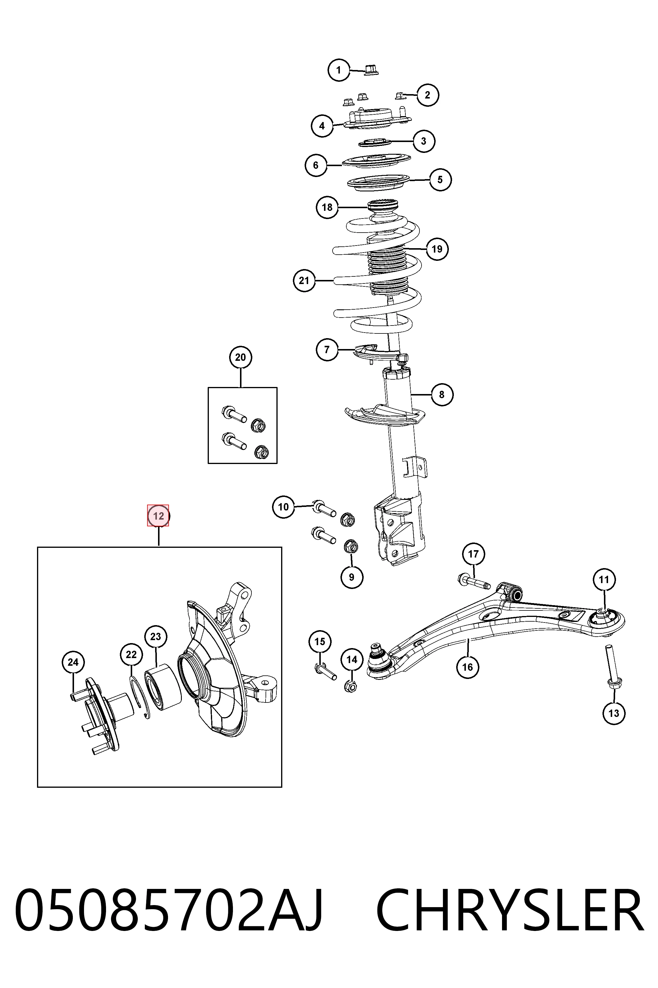 K05085702AI Fiat/Alfa/Lancia Mangueta delantera derecha
