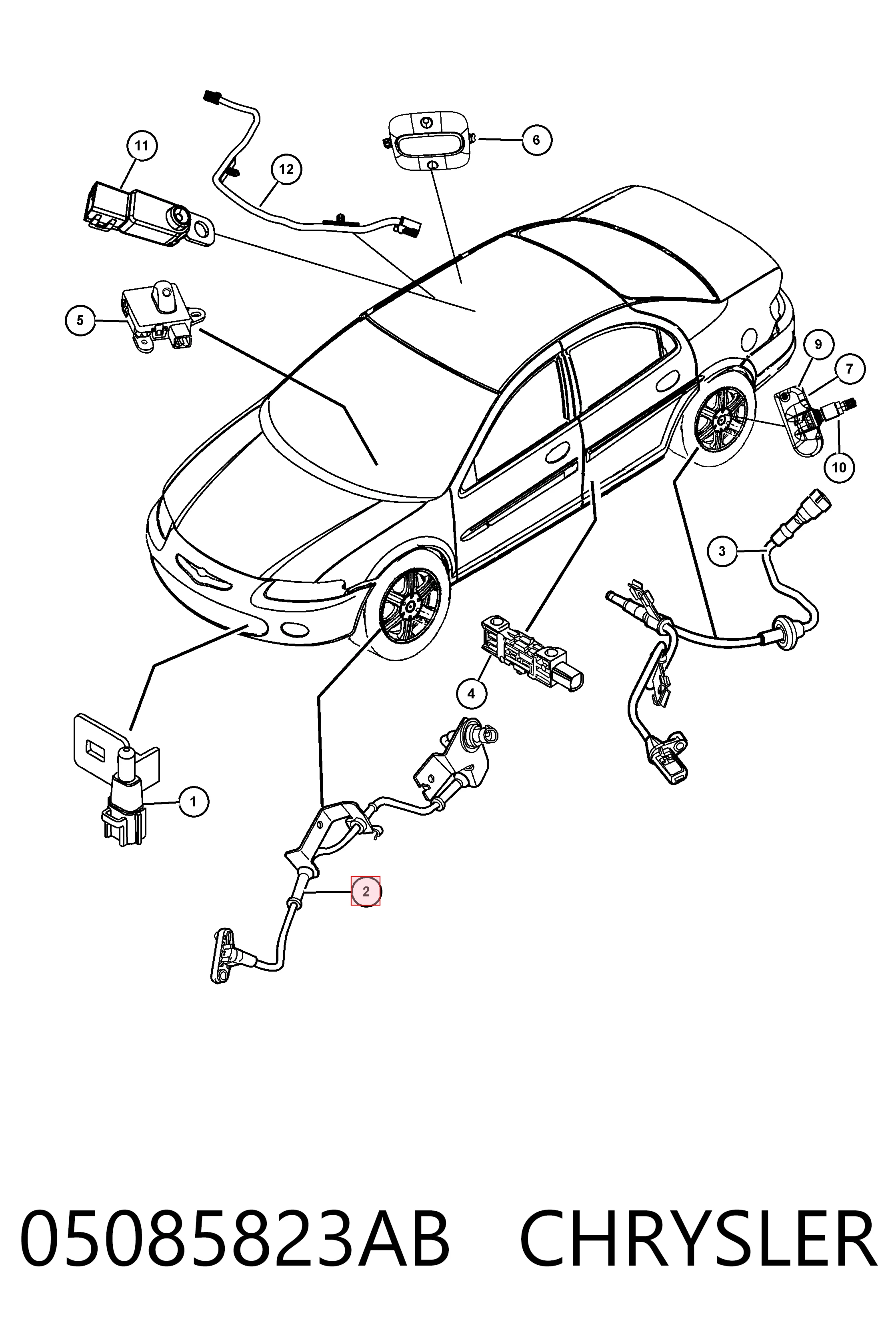 05085823AB Chrysler Sensor revoluciones de la rueda, delantero izquierdo