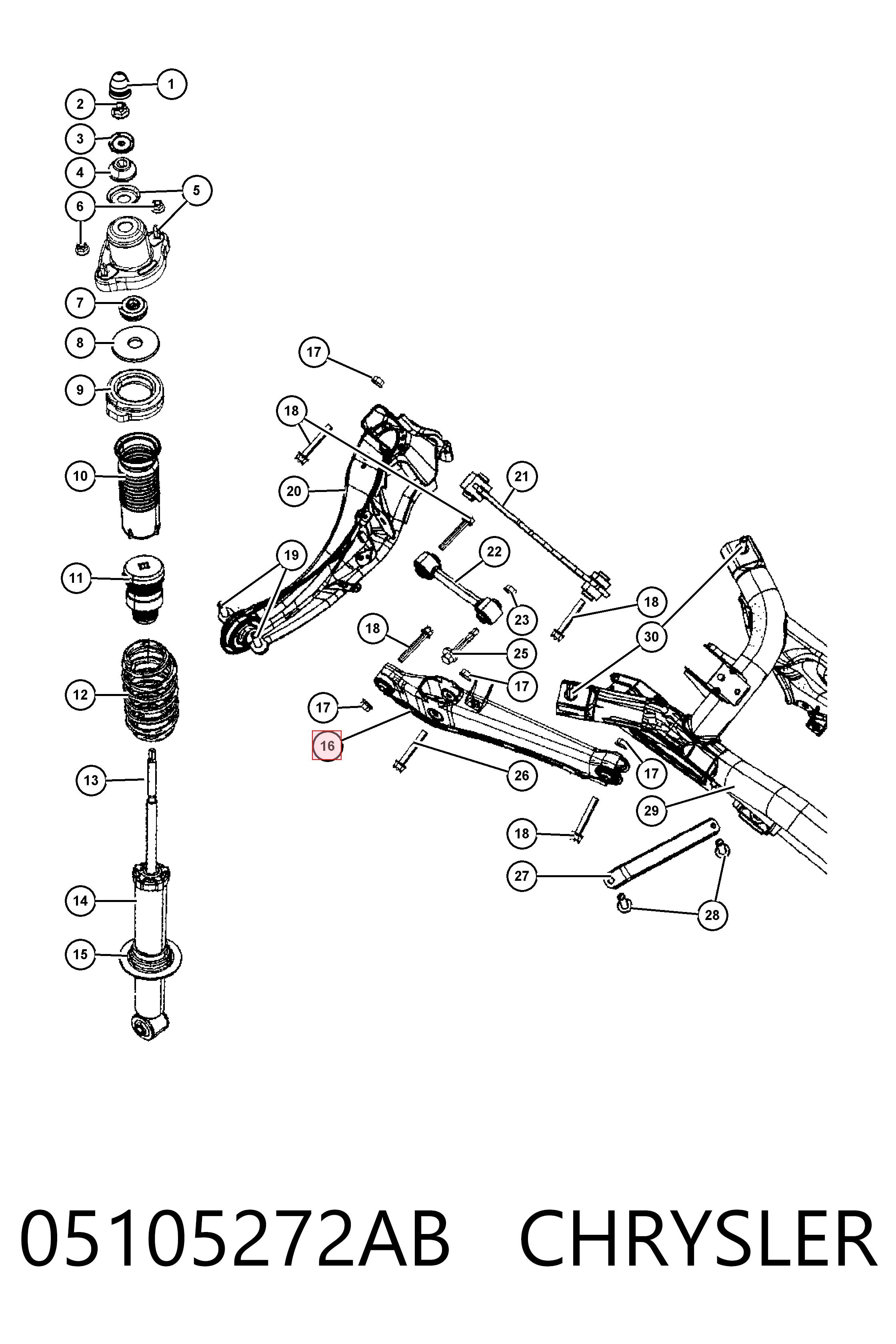 K05105272AI Fiat/Alfa/Lancia Brazo inferior trasero izquierdo/derecho
