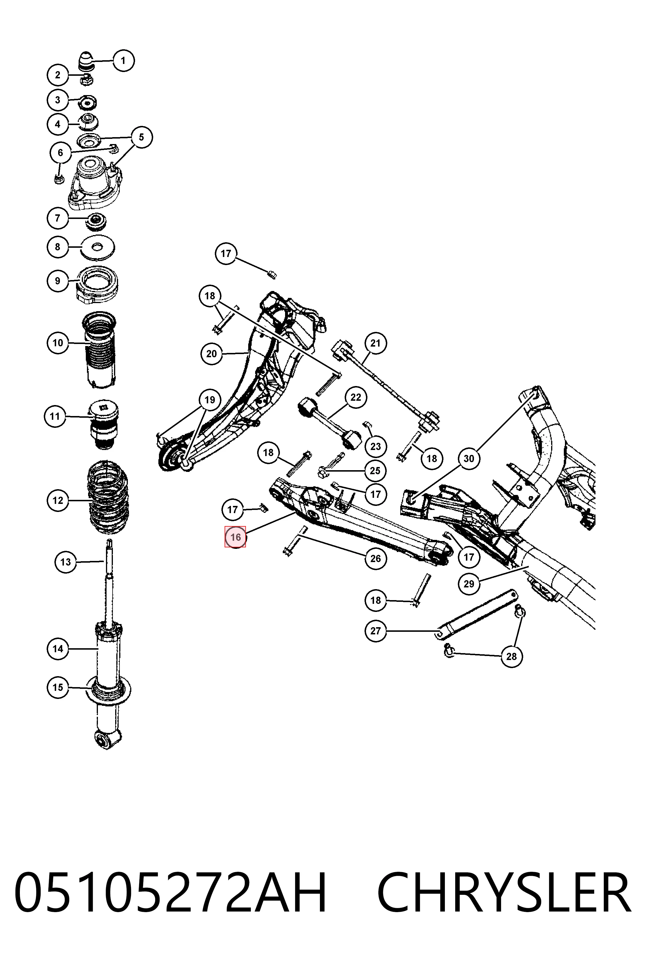Comprar K05105272AI Fiat/Alfa/Lancia Brazo inferior trasero izquierdo/derecho