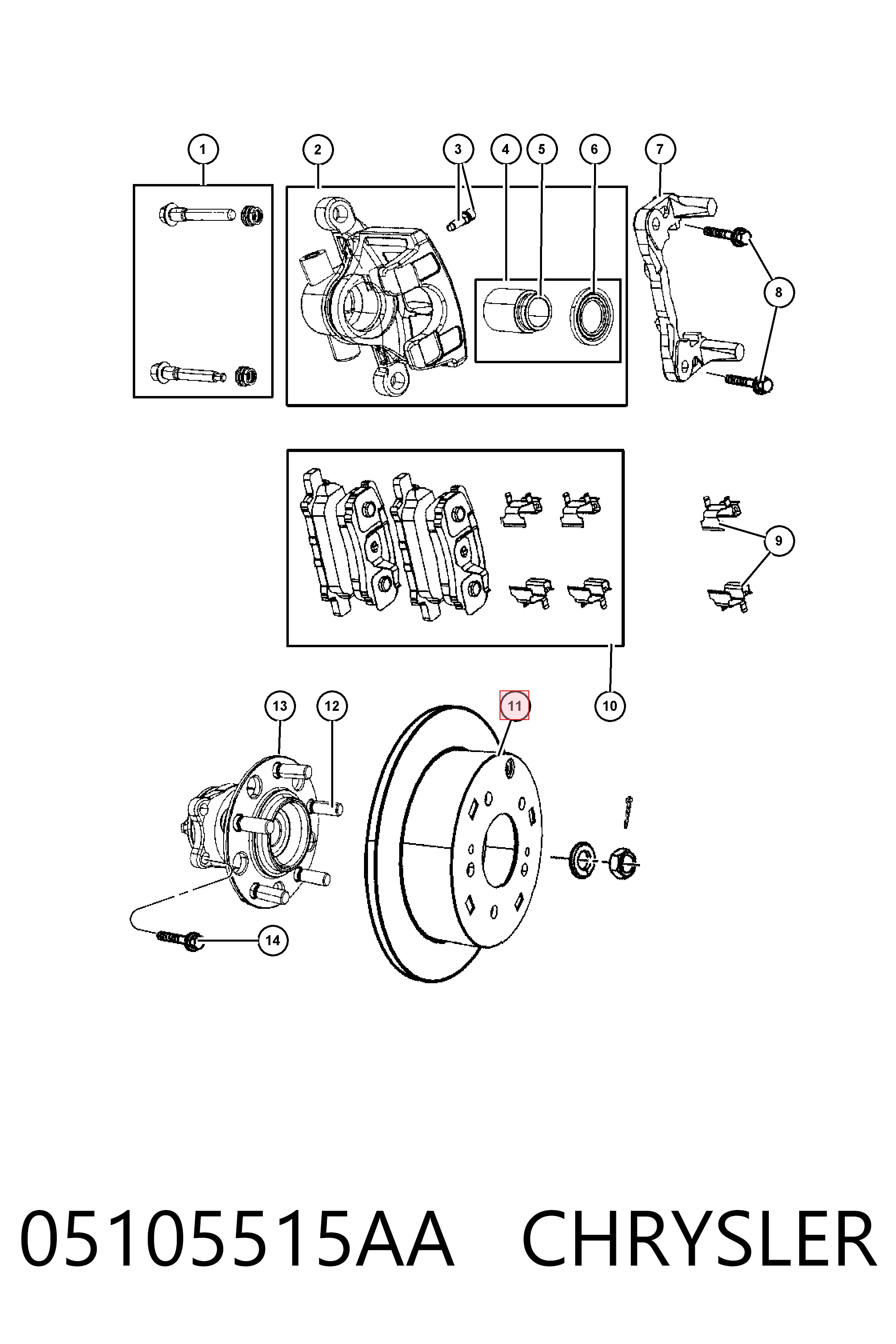 05105515AA Chrysler Freno de disco trasero